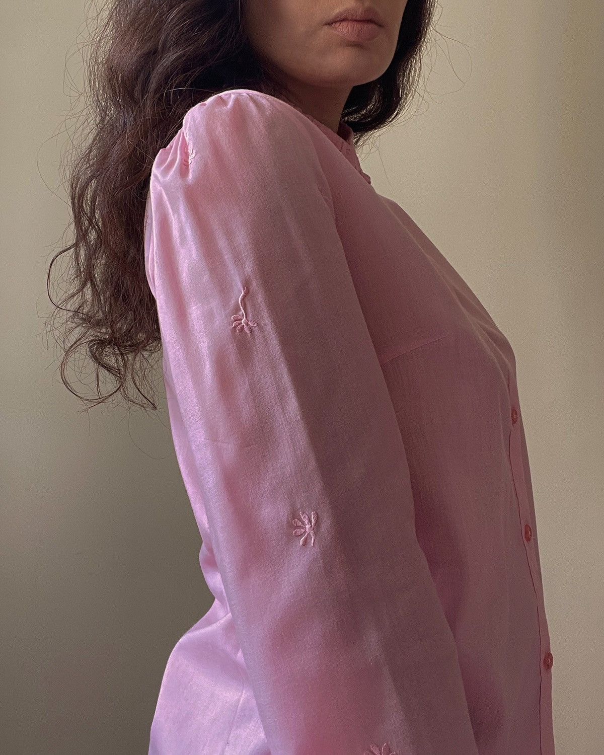 Vintage Vintage Embroidered Pink Cufflink Top Size XS / US 0-2 / IT 36-38 - 4 Thumbnail