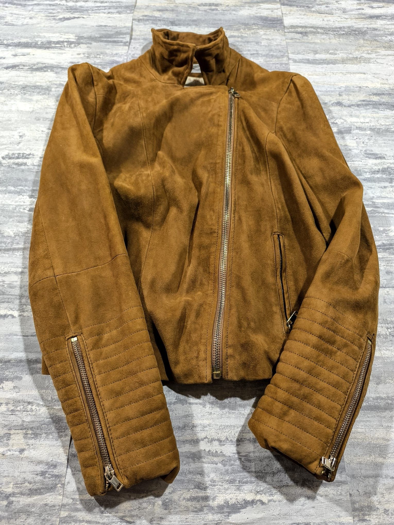 Hysteric Glamour Esprit Suede Leather Biker Avantgarde Jacket Slanted Zip Size M / US 6-8 / IT 42-44 - 5 Thumbnail