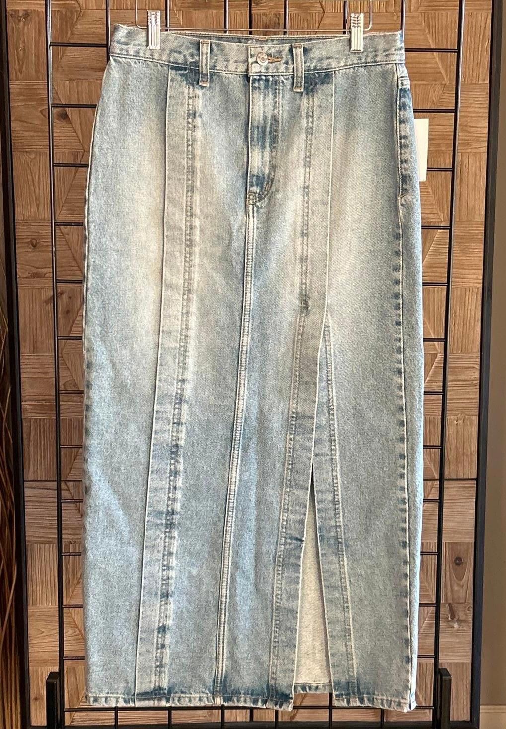 Other NWT Etica Denim Maxi Skirt Sz 27 Light Wash Side Slit Size 28" / US 6 / IT 42 - 3 Thumbnail