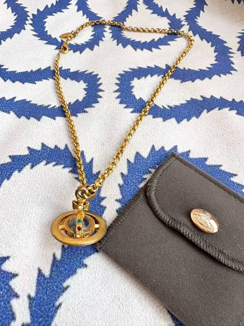 Vivienne Westwood Mid-gold medium Orb Saturn necklace