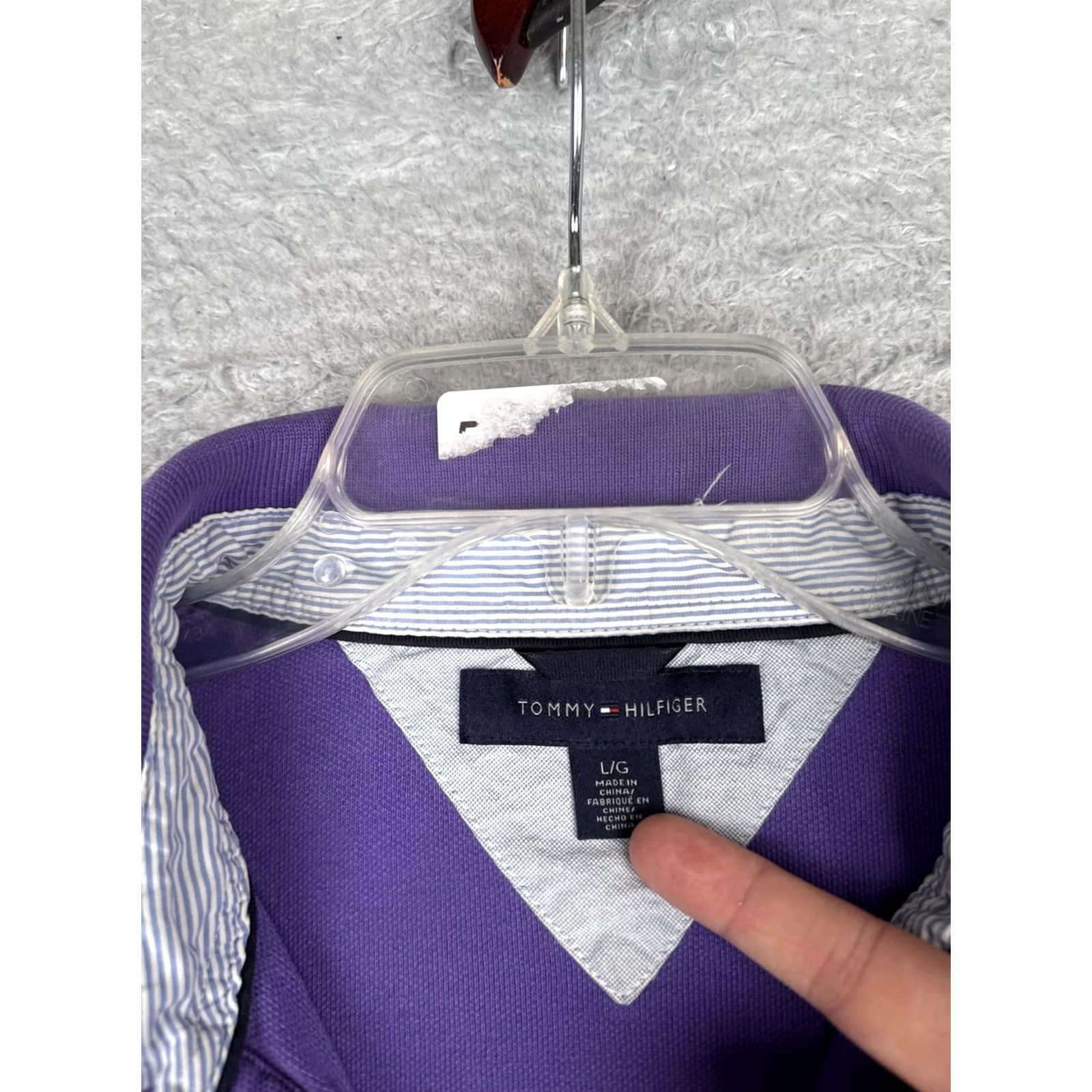 Tommy Hilfiger Tommy Hilfiger Polo Shirt Mens Large Purple Cotton Logo Casual Short Sleeve Size US L / EU 52-54 / 3 - 7 Thumbnail