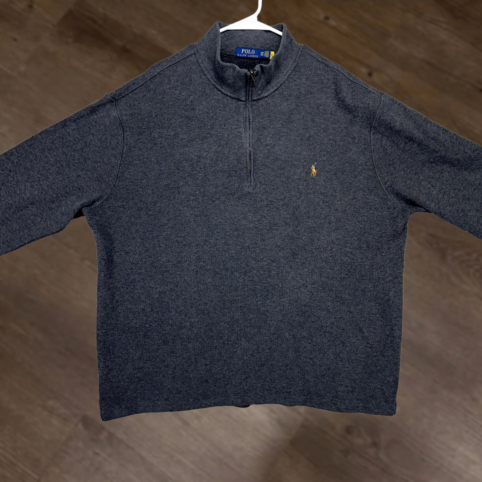 Polo Ralph Lauren Polo Ralph Lauren Mens Big 1XB Grey French Rib Half Zip Sweater Knit Mock Neck Pullover Casual Sweater Size US XL / EU 56 / 4 - 1 Thumbnail