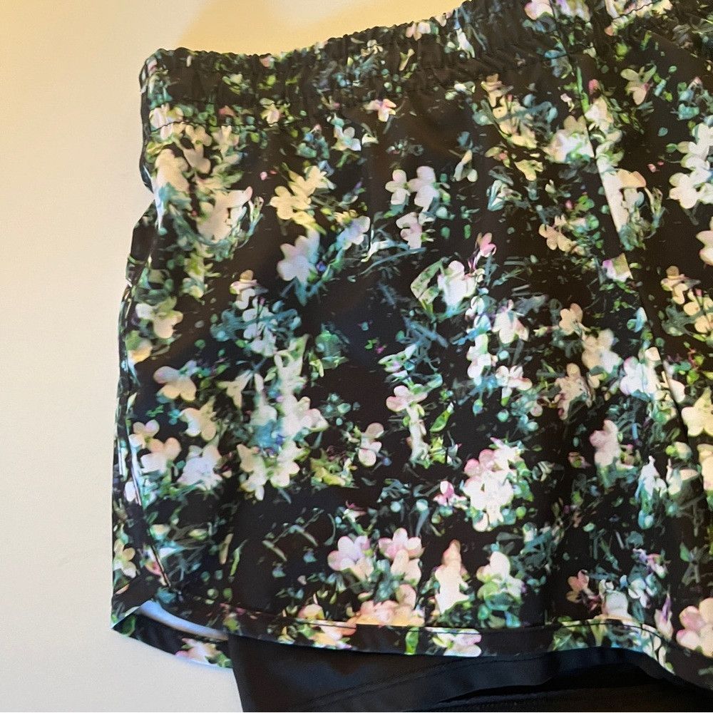 Designer RBX Athletic Workout Lined Floral Shorts Green Blue Large Size 27" / US 4 / IT 40 - 4 Thumbnail