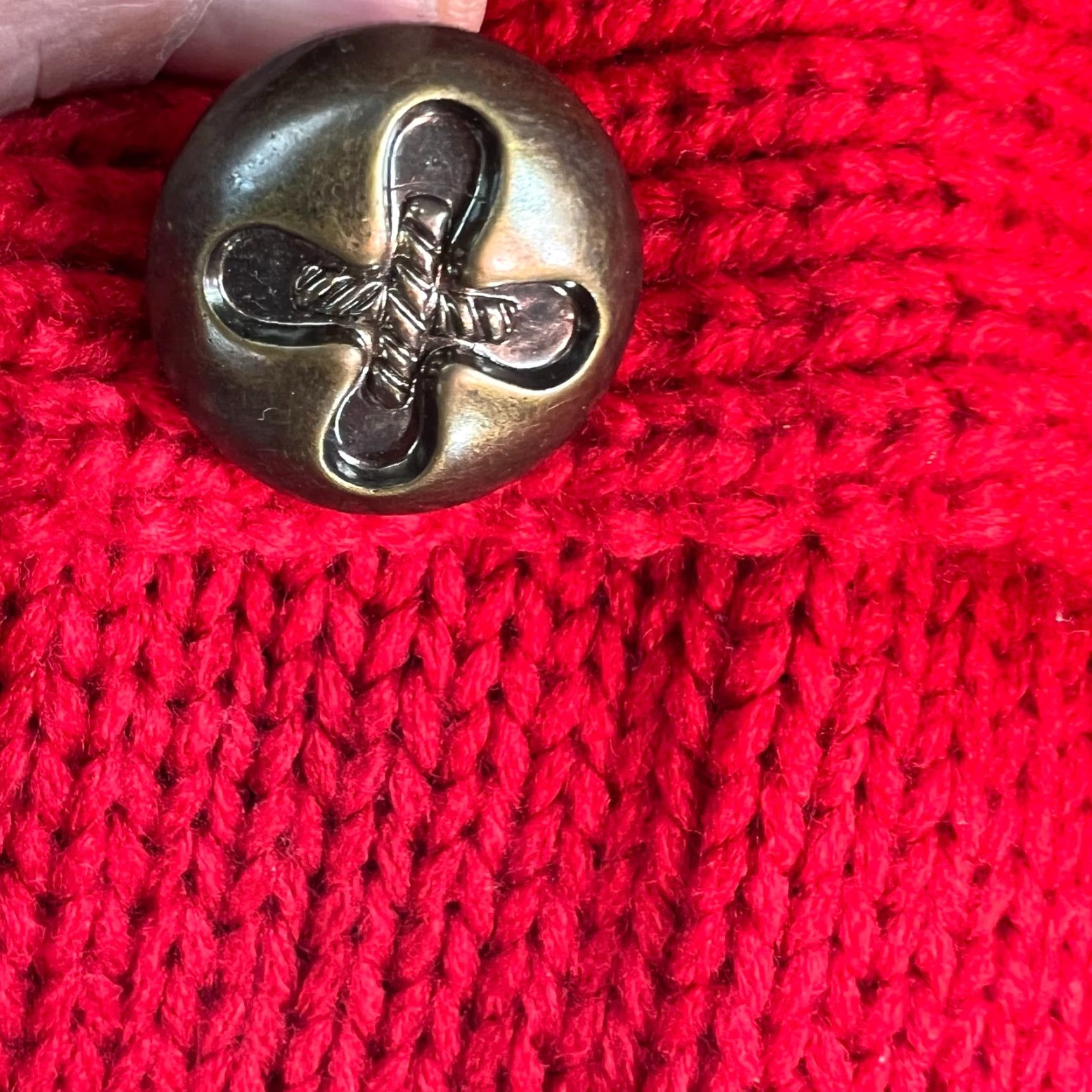 Vintage VINTAGE Artisan Cardigan Sweater Womens XL Red Open Cable Button 90s Theme Size XL / US 12-14 / IT 48-50 - 3 Thumbnail