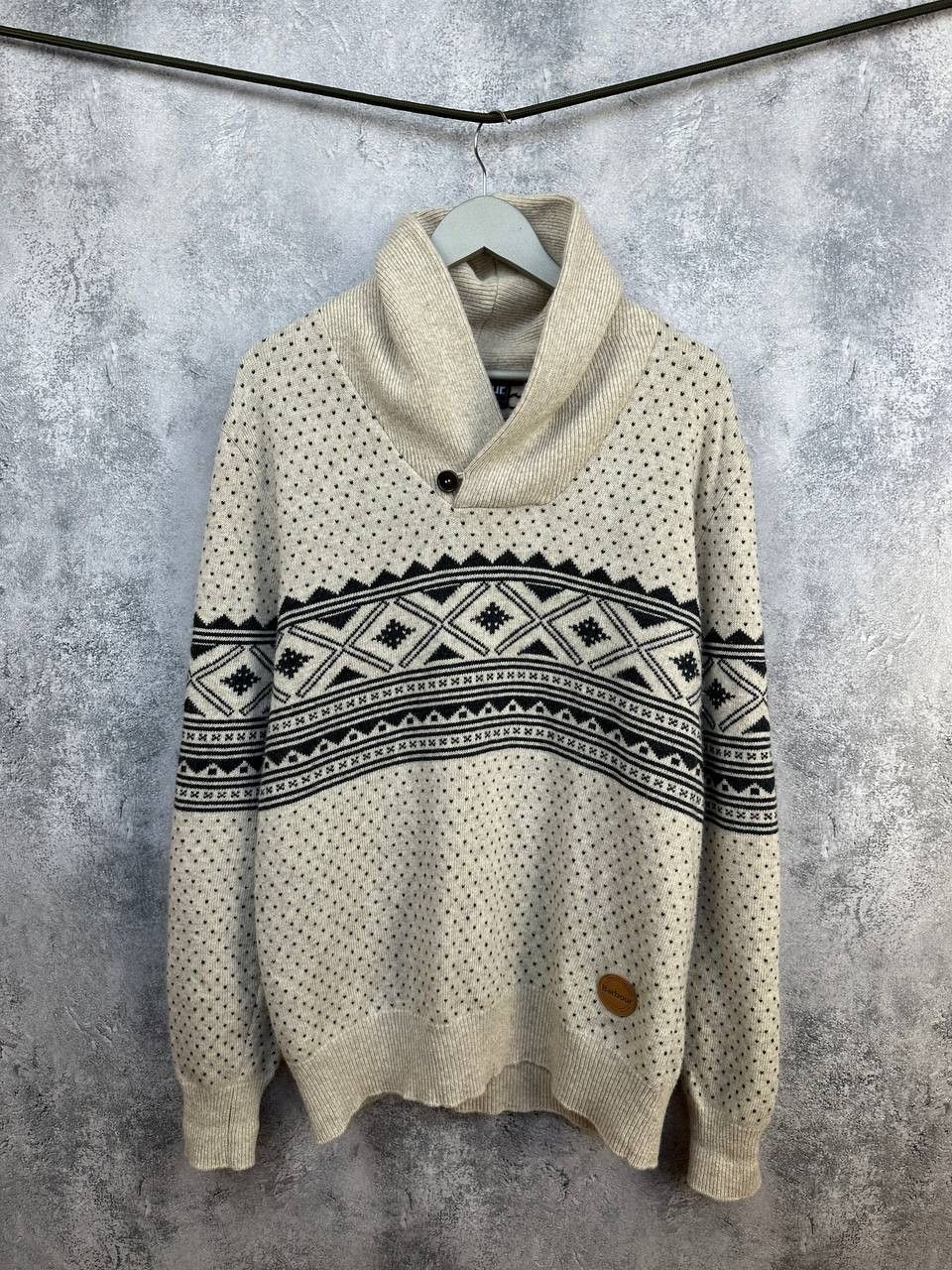 Barbour Barbour Witham Shawl Neck Ecru Lambswool Fair Isle Sweater Size US XL / EU 56 / 4 - 1 Thumbnail