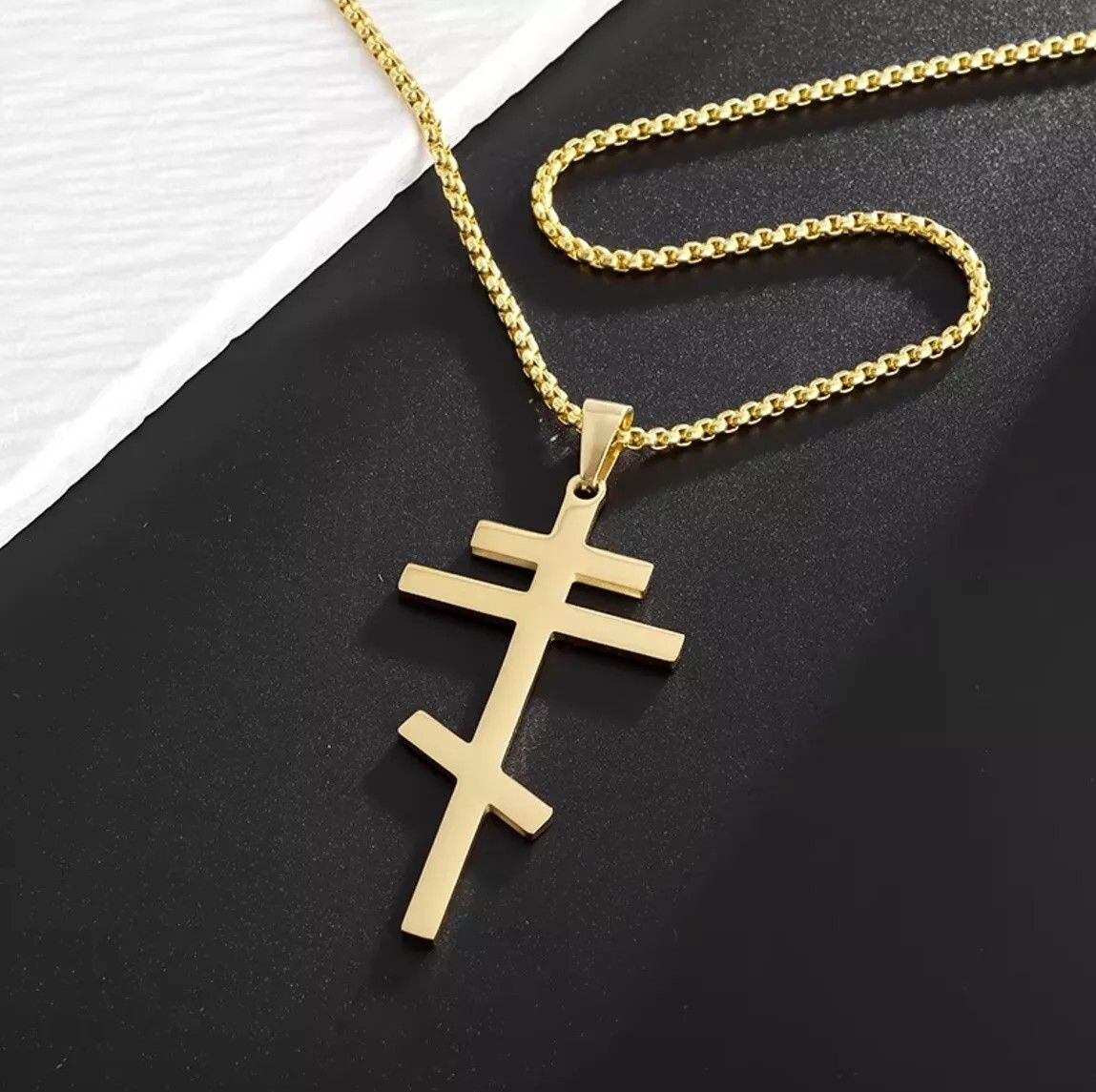 Other Gold Cross Necklace Eastern Orthodox Stainless Steel Size ONE SIZE - 2 Thumbnail