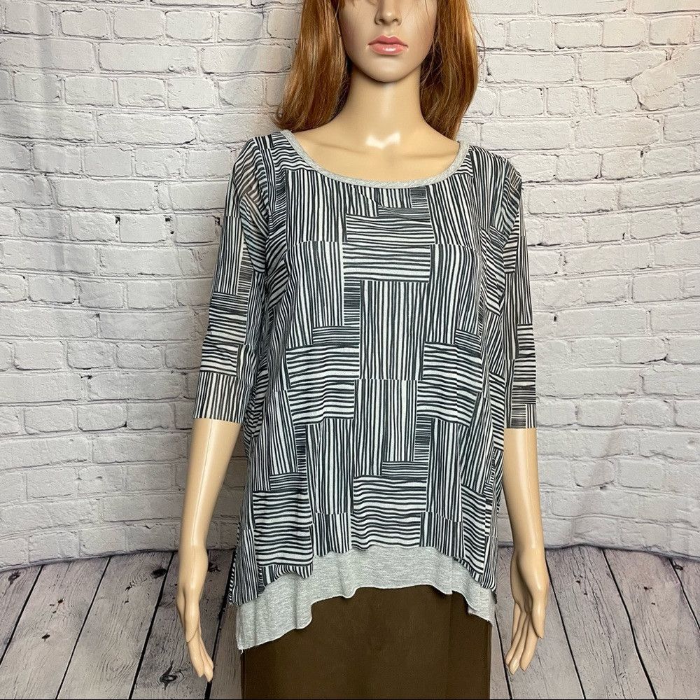 Anthropologie Anthropologie Weston Gray Black 3/4 Sleeve Layered Top Size Size M / US 6-8 / IT 42-44 - 9 Thumbnail