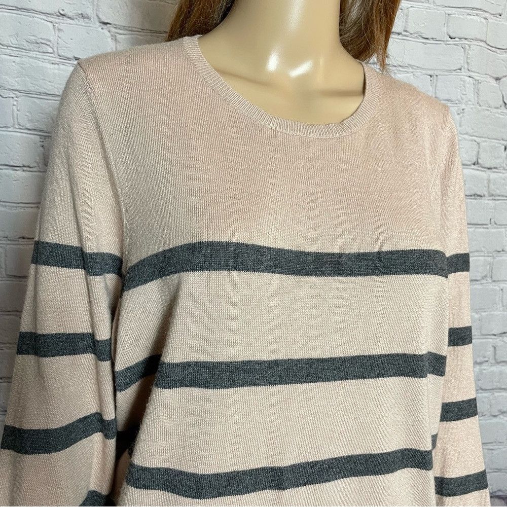 Loft Loft Beige Grey Stripes Soft Sweater Size XL Size XL / US 12-14 / IT 48-50 - 4 Thumbnail