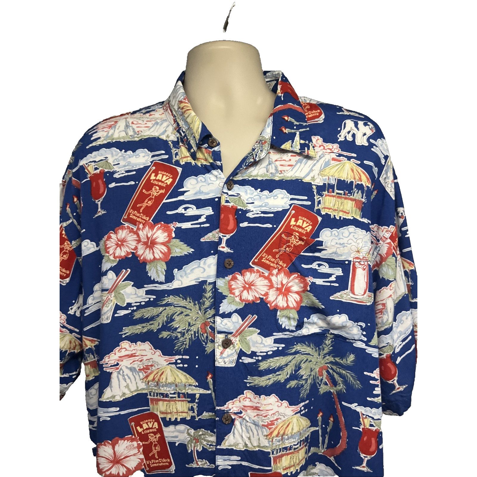 Big Dogs Big Dogs Mens Hawaiian Floral Tiki Button Up Shirt XL Pocket Size US XL / EU 56 / 4 - 4 Thumbnail