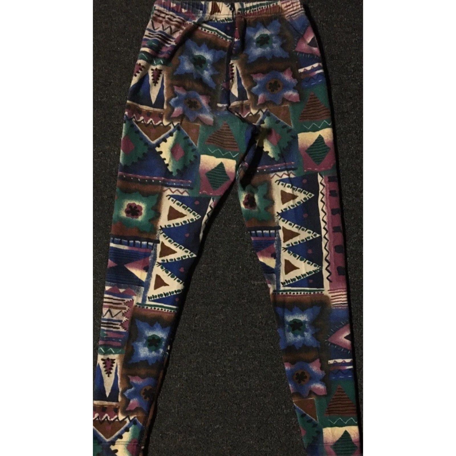Speedo Vtg 90s Speedo Abstract Art All Over Print Leggings M USA Track Gym PE Beach Vaporwave 80s Womens Leggings Size 32" / US 10 / IT 46 - 4 Thumbnail