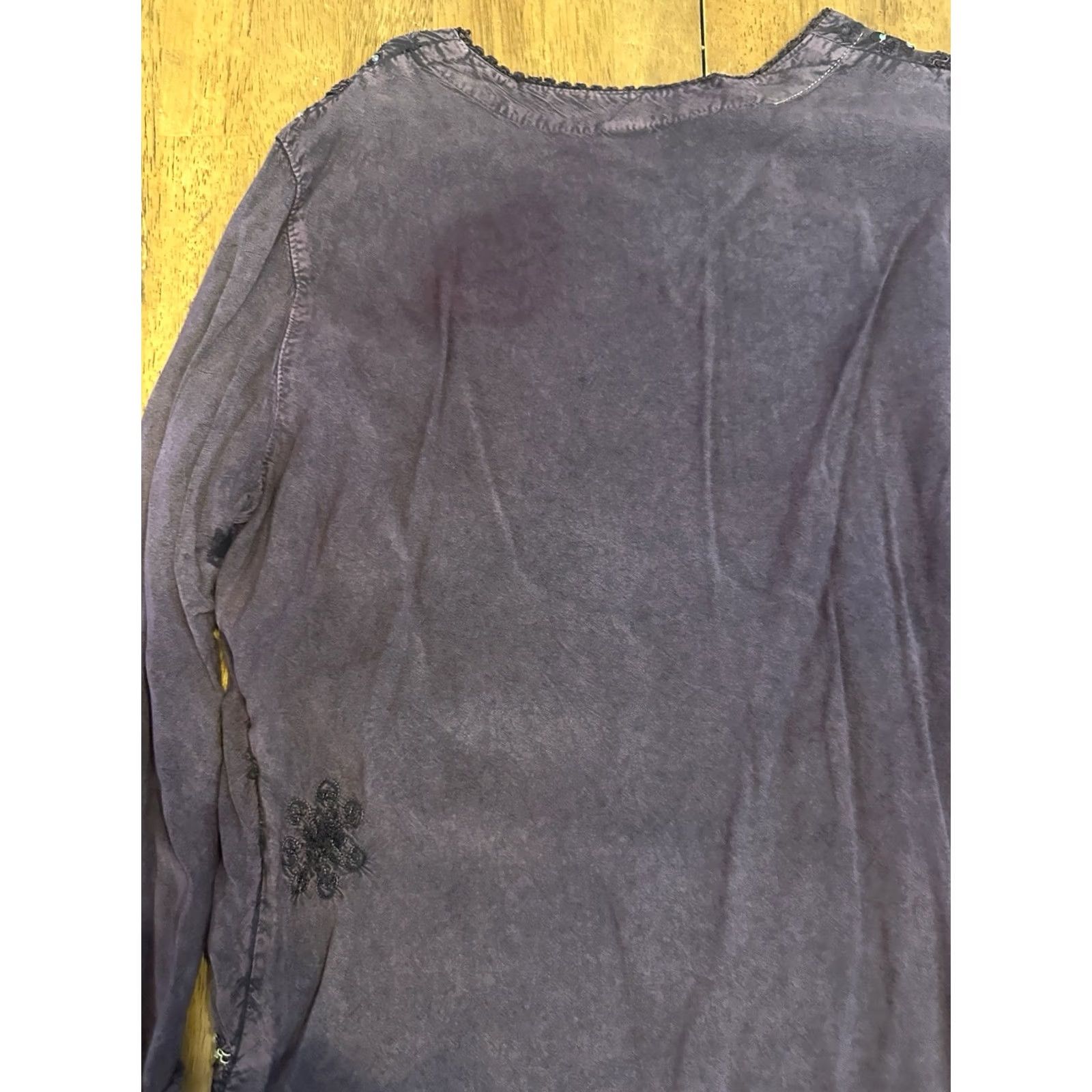 Vintage VINTAGE Women's Tunic Top Free Size Bejeweled Purple 90s Size M / US 6-8 / IT 42-44 - 4 Thumbnail