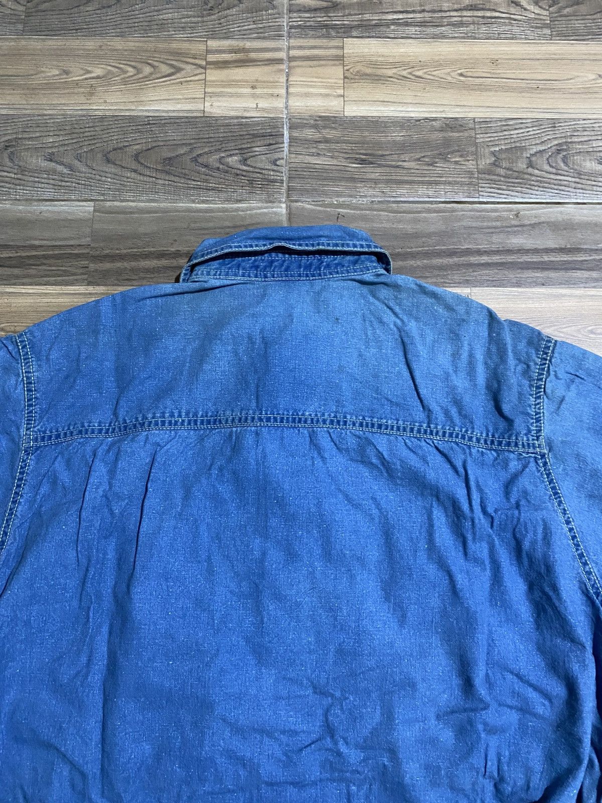 Hai Sporting Gear × Issey Miyake × Japanese Brand VINTAGE HAI SPORTING GEAR ISSEY MIYAKE INDIGO DENIM SHIRT Size US M / EU 48-50 / 2 - 7 Thumbnail