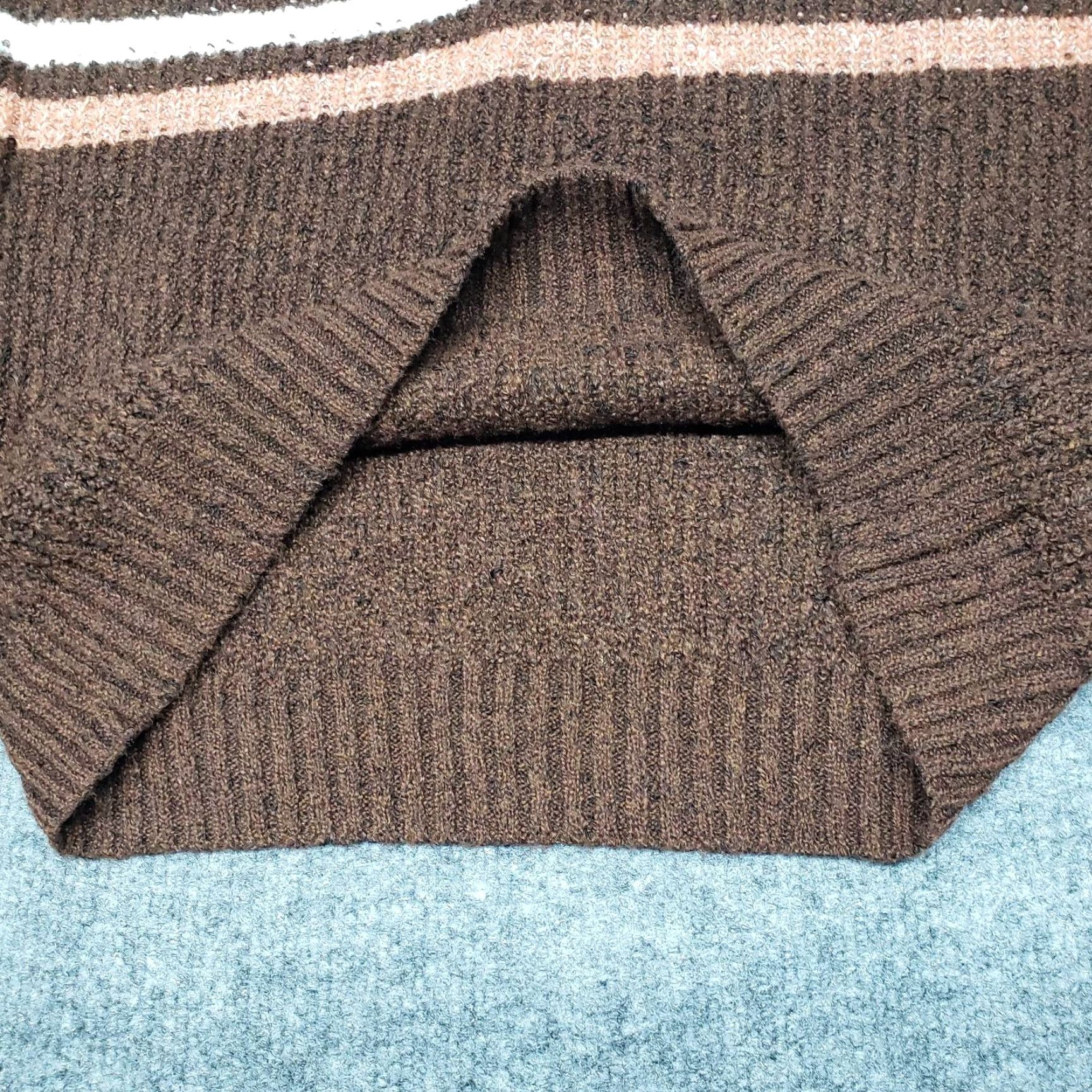Vintage Rue21 Sweater Womens M Brown Striped Collared Ribbed Knit Pullover New Size M / US 6-8 / IT 42-44 - 6 Thumbnail
