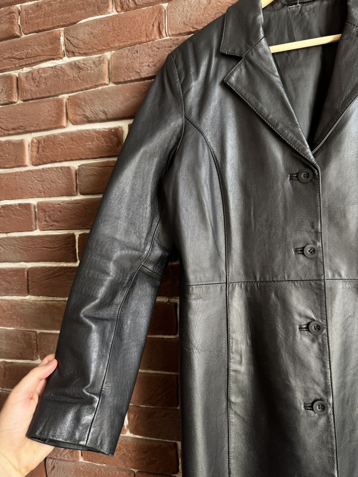 Vintage Rare Vintage Genuine Leather Long Coat Jacket Avant Garde Size L / US 10 / IT 46 - 5 Thumbnail