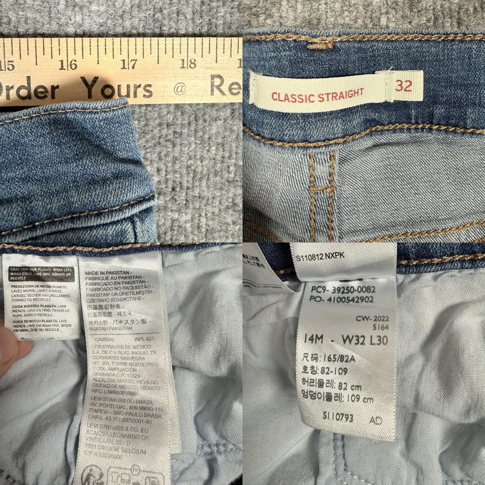 Levi's Levi's 514 Jeans Womens 32x30 Blue Medium Wash Straight Denim Pants Pockets Zip Fly Regular Inseam 29" Size 24" / US 00 / IT 34 - 8 Thumbnail