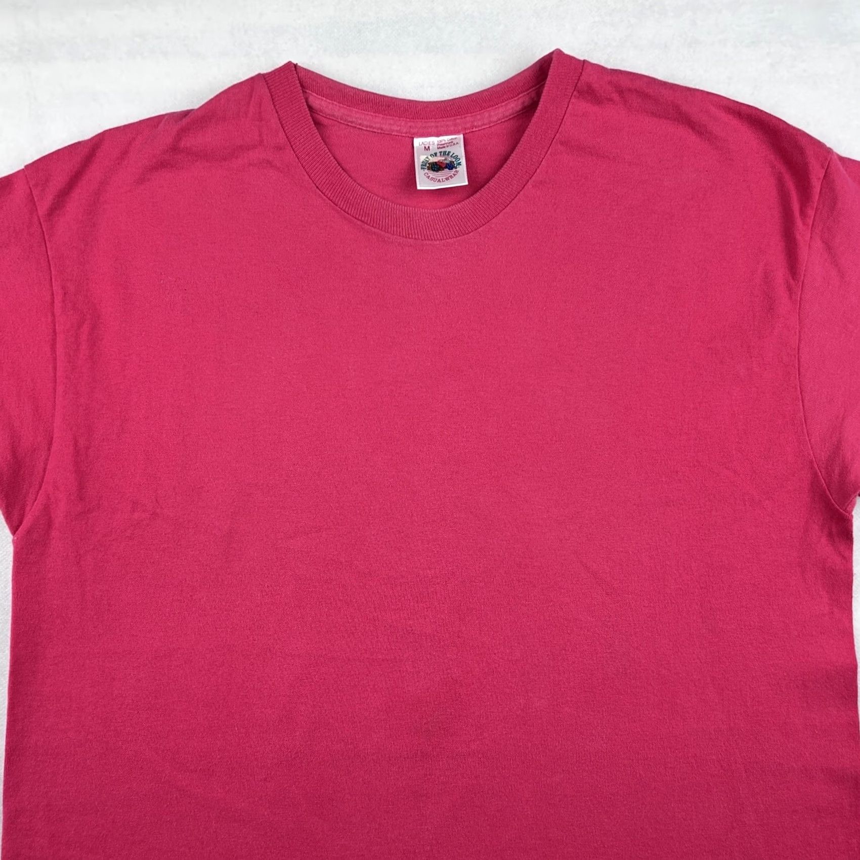 Fruit Of The Loom VINTAGE Fruit of the Loom T-Shirt Pink XS-XL Ladies M Short Sleeve Crew Neck Cotton 80s 90s Vintage Shirt Womens (adjust to original title words only) Size US M / EU 48-50 / 2 - 5 Thumbnail