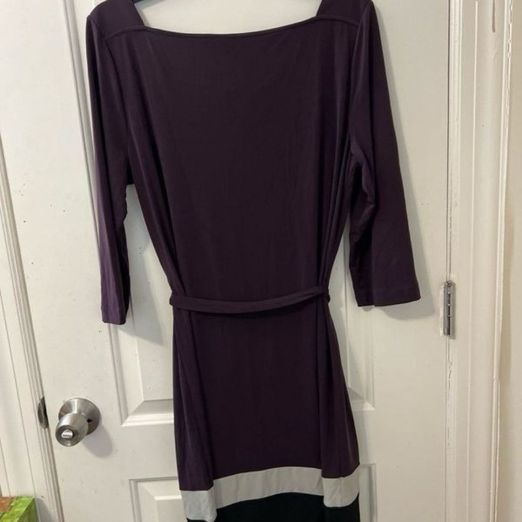Christos New York New York & Company Women’s Purple Belted Dress Size Large Size XL / US 12-14 / IT 48-50 - 5 Thumbnail