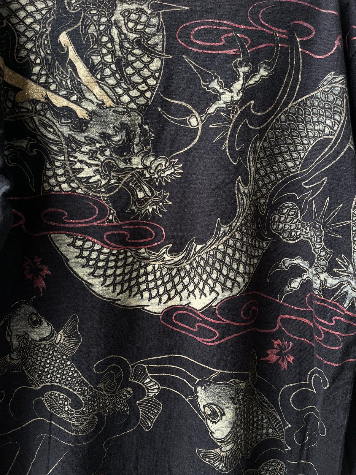 Japanese Brand × Vintage Sukajan dragon x koi fish motif longsleeve shirt Size US L / EU 52-54 / 3 - 8 Thumbnail