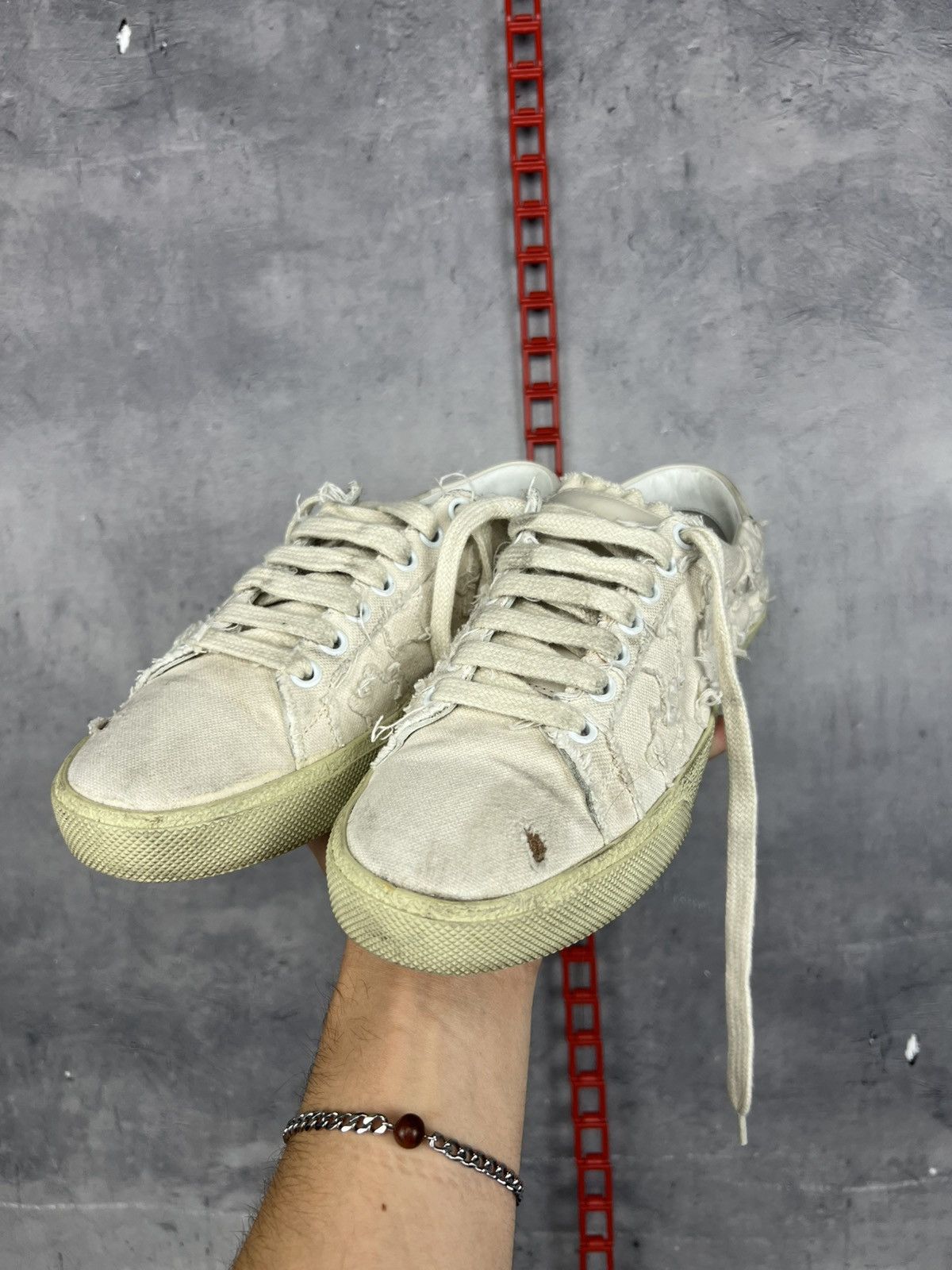 Saint Laurent Paris Saint Laurent Canvas Distressed Accents Sneakers Sz 37/24cm Size US 7 / IT 37 - 17 Thumbnail