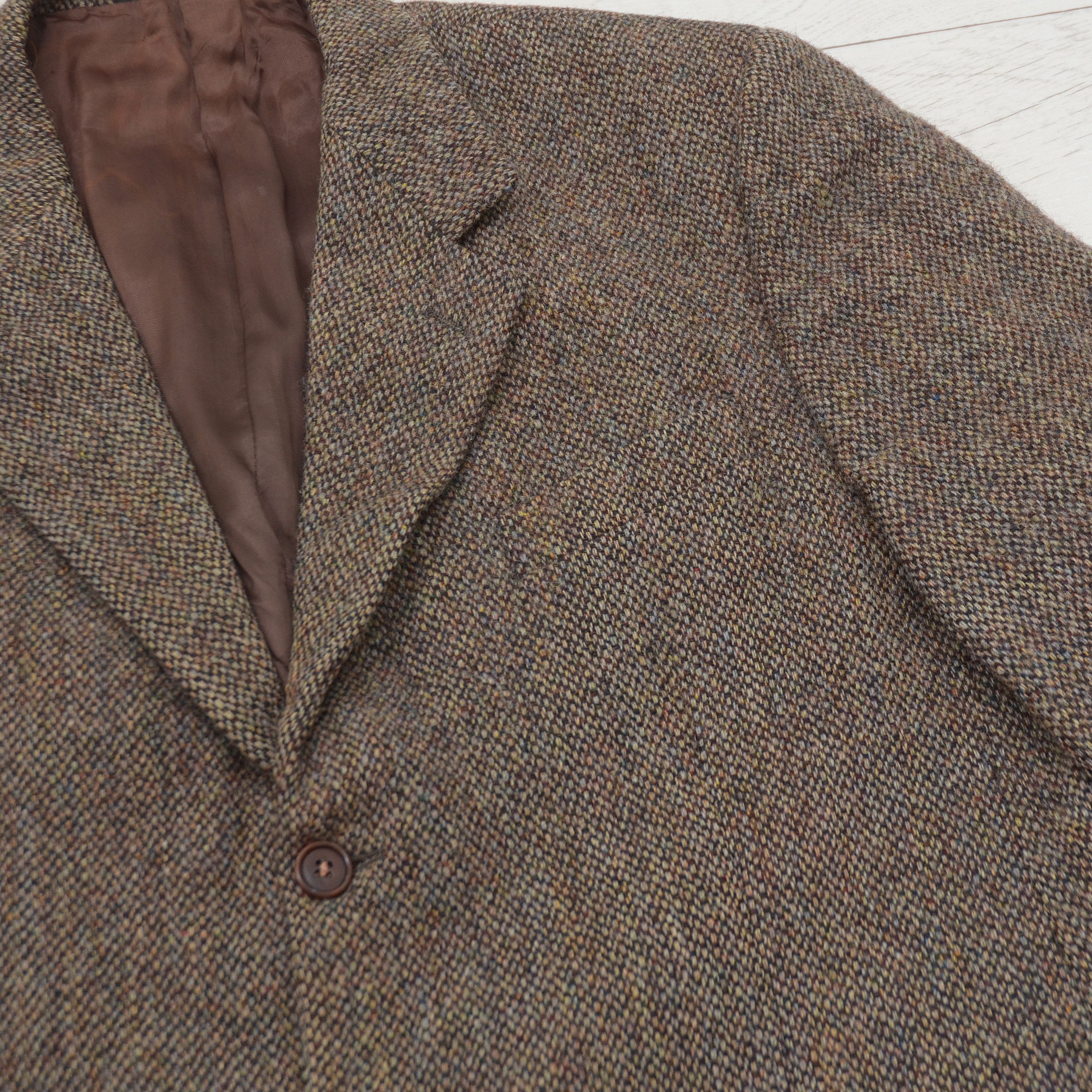 Harris Tweed × Vintage Vintage Harris Tweed Wool Blazer Jacket Sport Coat Brown Size 50R - 4 Thumbnail