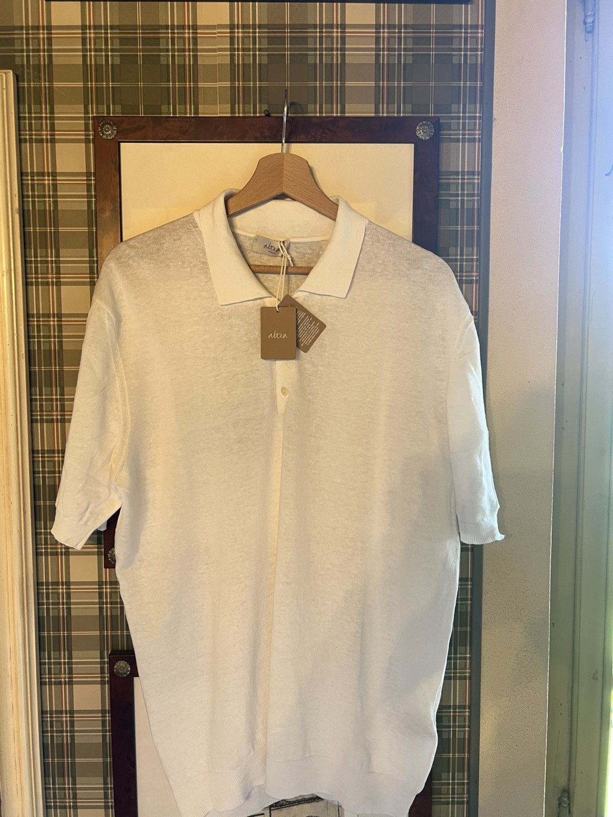 Altea Altea linen Polo with Button in white Size US L / EU 52-54 / 3 - 5 Thumbnail