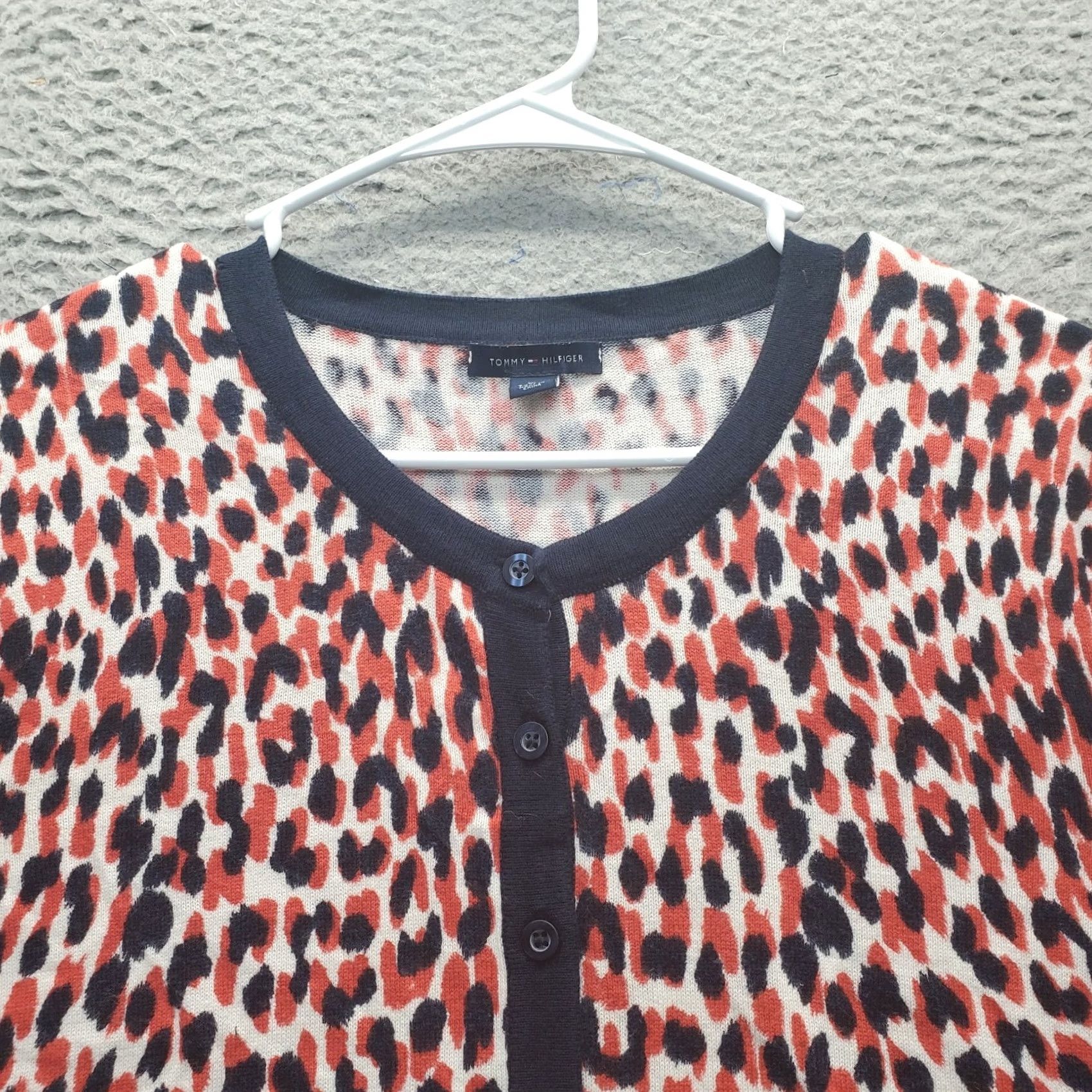 Tommy Hilfiger Tommy Hilfiger Womens XL Cardigan Sweater Multicolor Animal Print Knit Round Neck Zipless Knitwear Size XL / US 12-14 / IT 48-50 - 7 Thumbnail