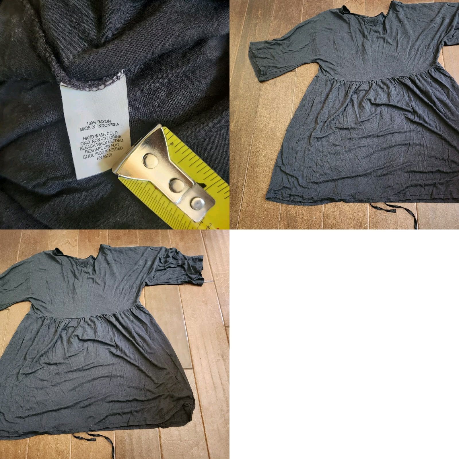 Express Express Women's Black V-Neck 3/4 Sleeve Dress L Midi Solid Rayon Pullover Black Women Dress Size L / US 10 / IT 46 - 9 Thumbnail