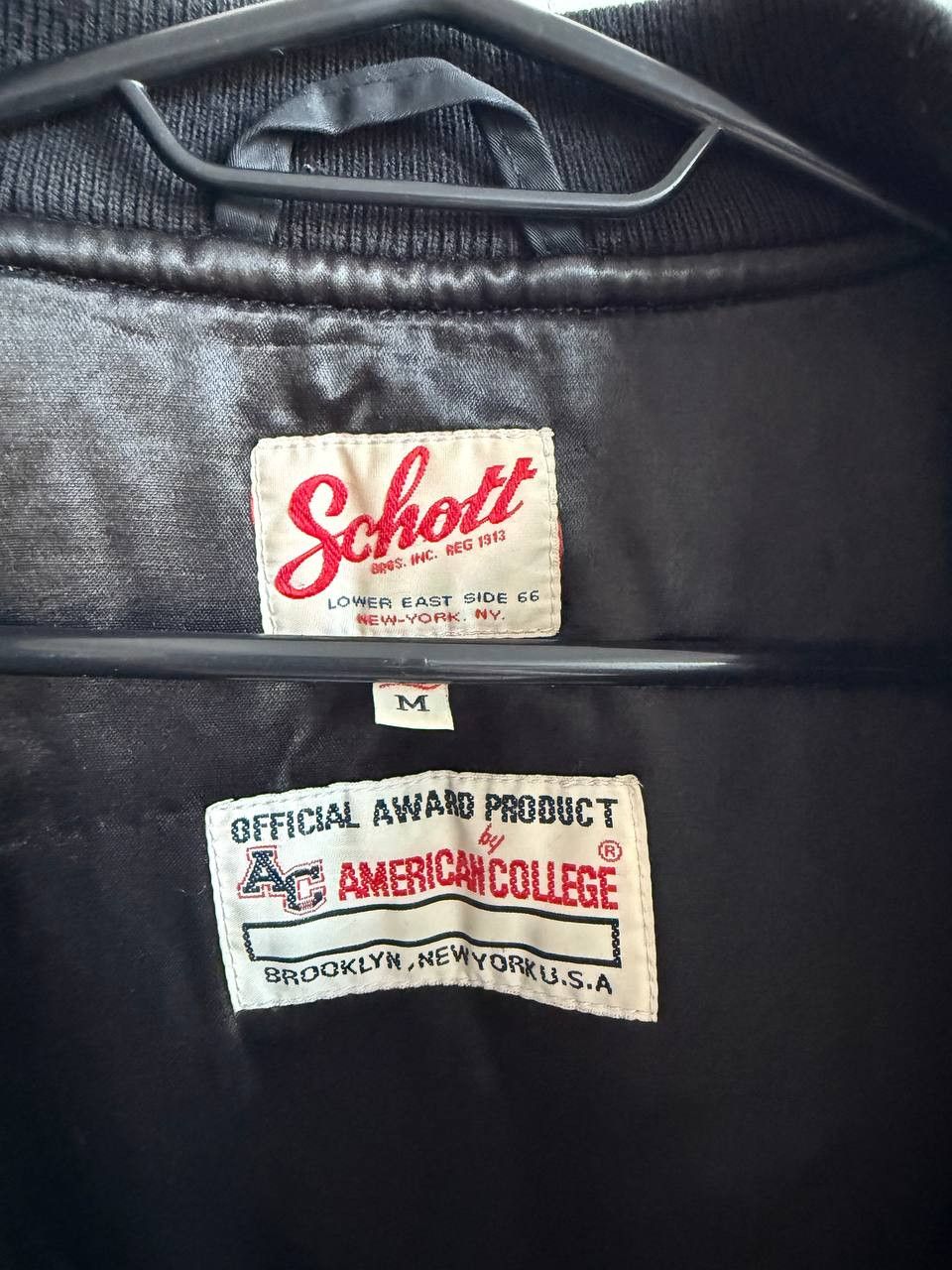 Schott Schott NYC American College Nylon Mens Black Bomber Jacket M Size US M / EU 48-50 / 2 - 15 Thumbnail