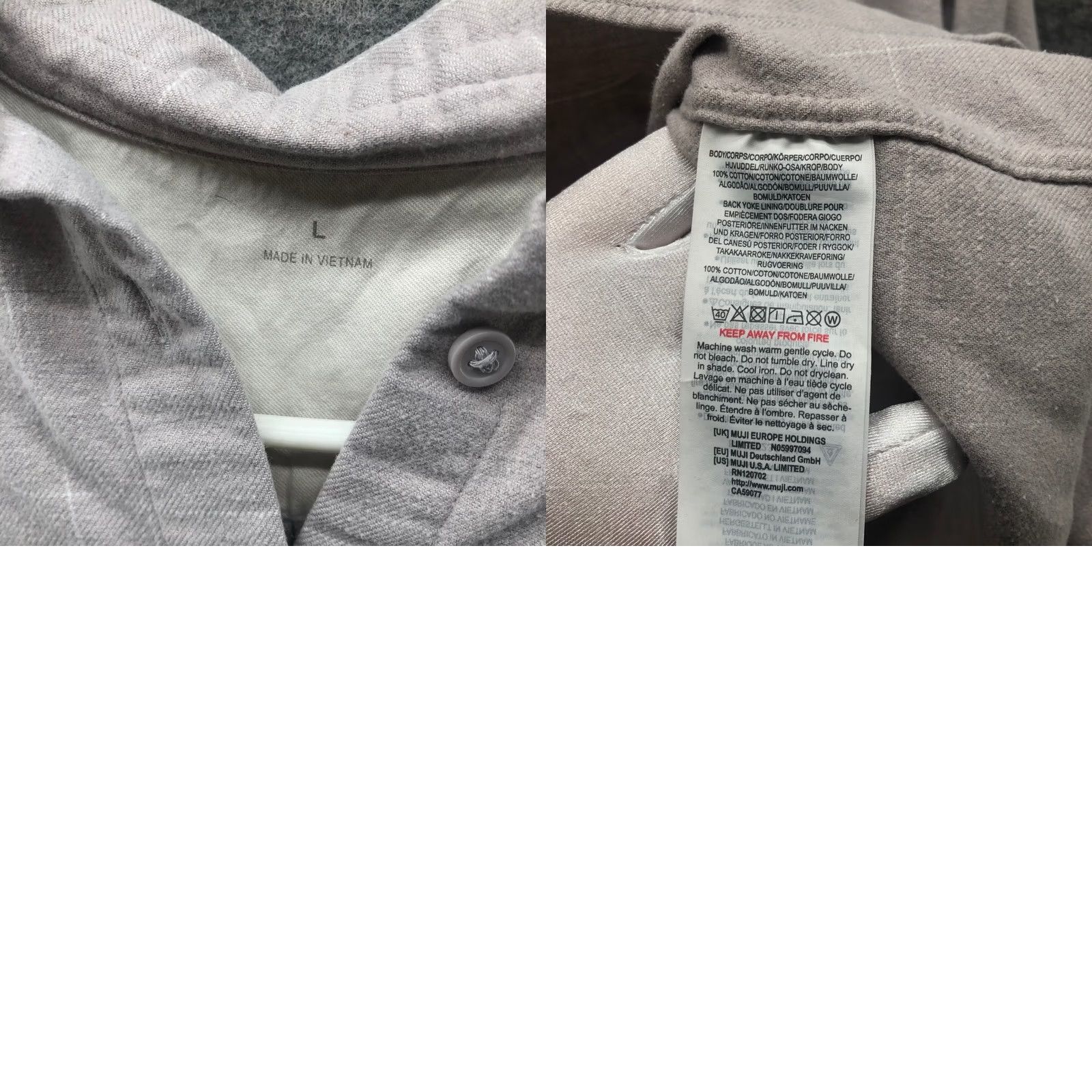 Muji Muji Flannel Shirt Womens L Beige Grid Plaid Cotton Button Down Size L / US 10 / IT 46 - 8 Thumbnail
