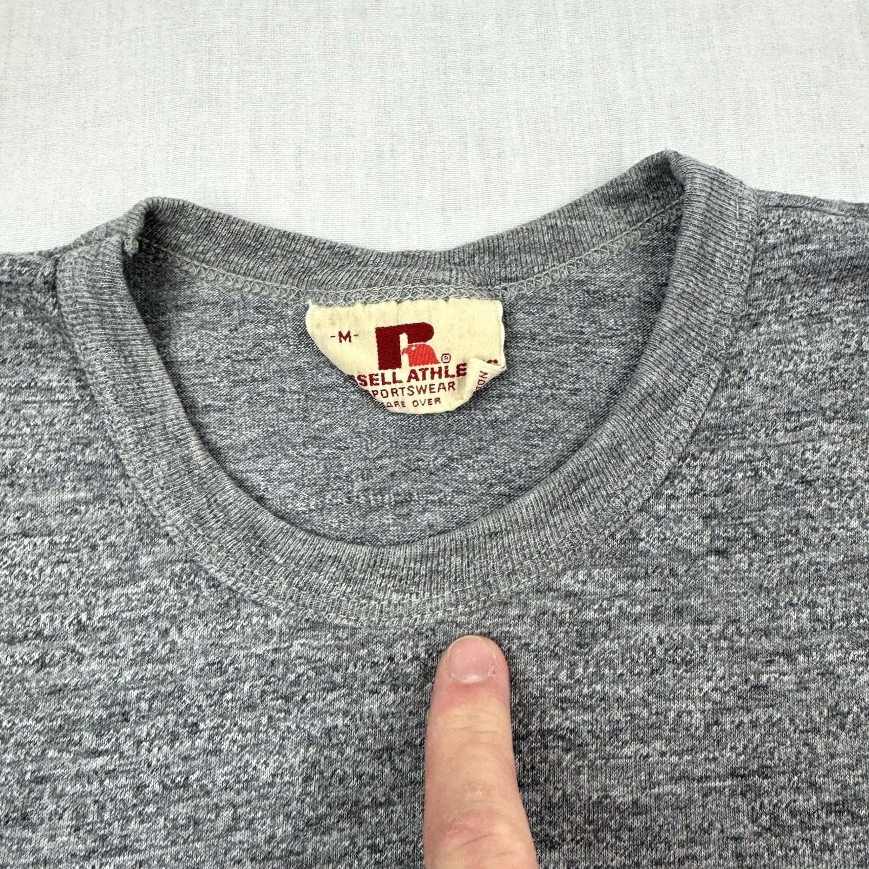 Russell Athletic VINTAGE Russell Athletic T Shirt Adult M Heather Gray Tri Blend USA 70s Hipster Mens Size US M / EU 48-50 / 2 - 6 Thumbnail