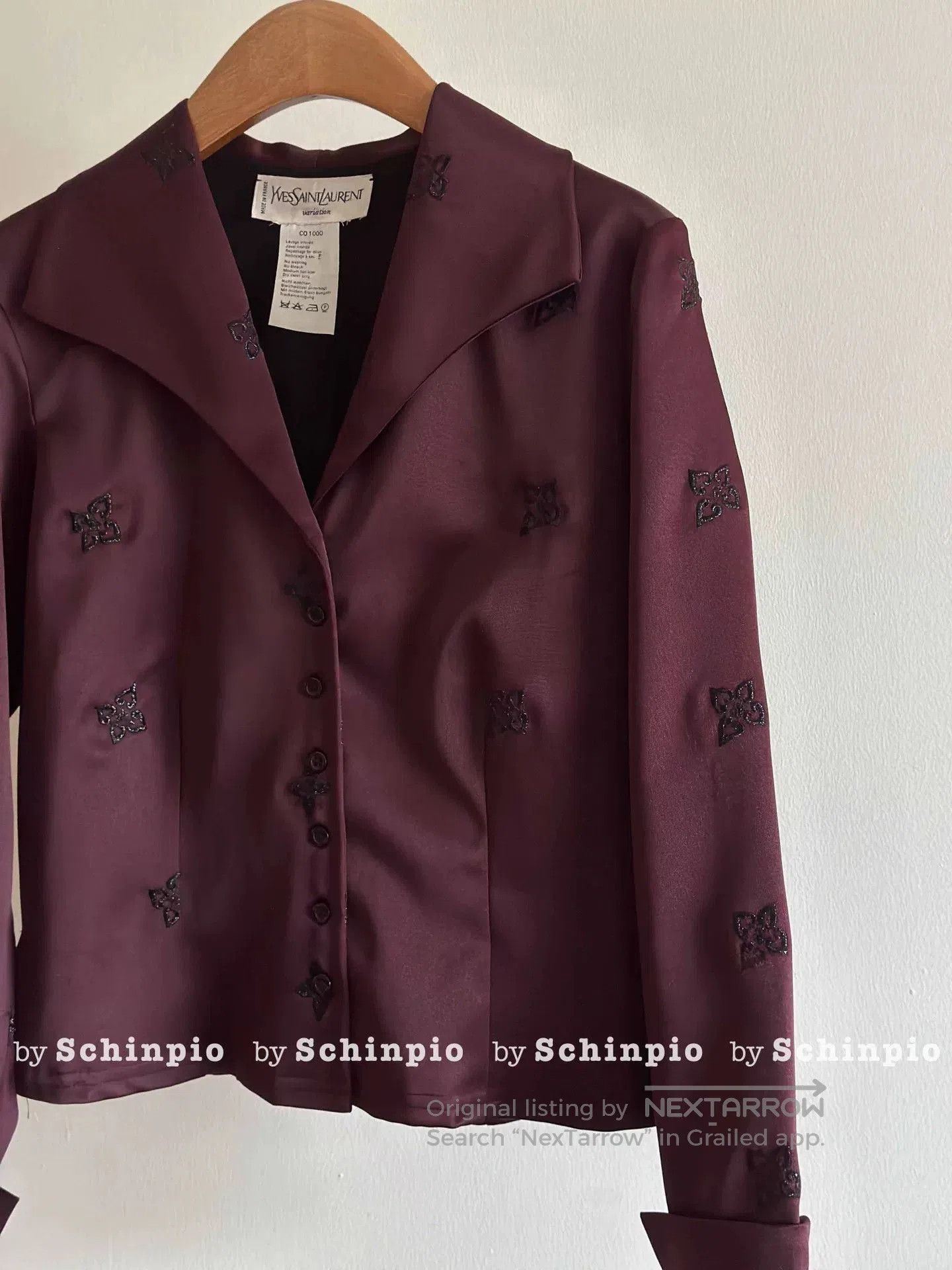 Saint Laurent Paris Yves Saint Laurent Burgundy Cropped Jacket. Size S / US 4 / IT 40 - 2 Thumbnail