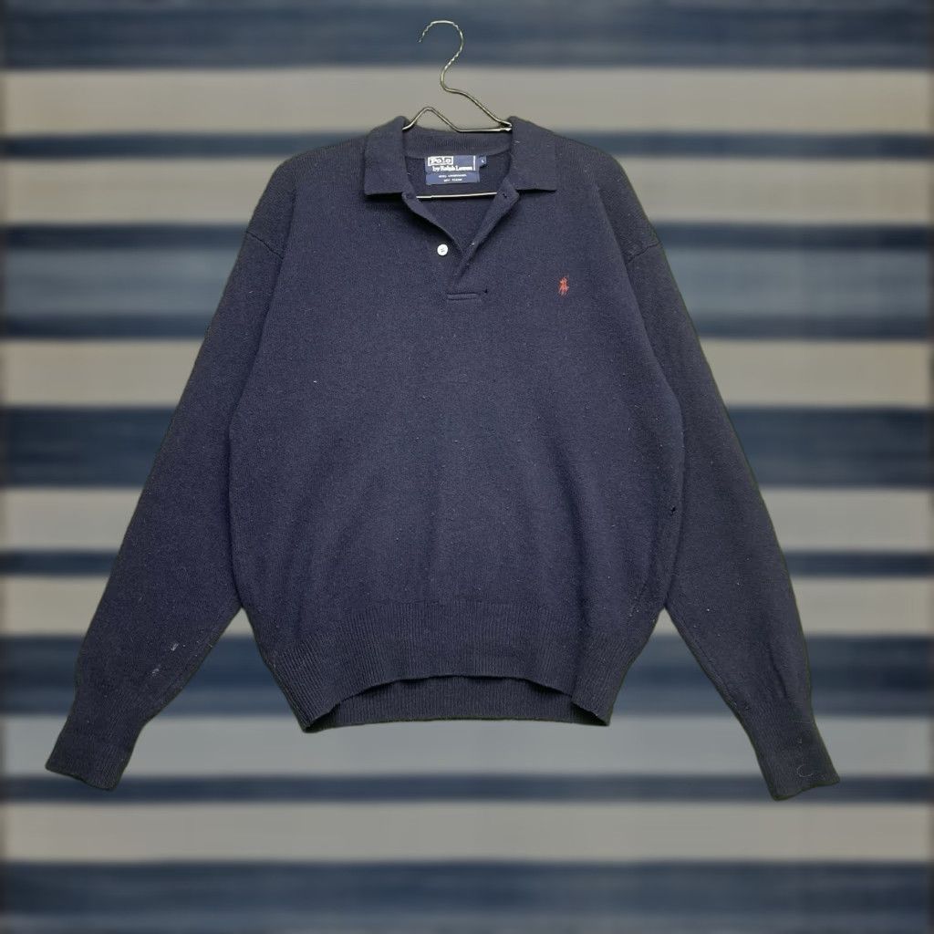 Polo Ralph Lauren Polo by Ralph Lauren Sweater Mens Large Blue Lambswool Henley Button Dress Size US L / EU 52-54 / 3 - 1 Thumbnail