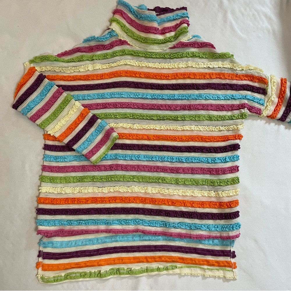 Other New Zano Basic Multicolor Stripes Ruffles High Neck Sweater Size M / US 6-8 / IT 42-44 - 5 Thumbnail