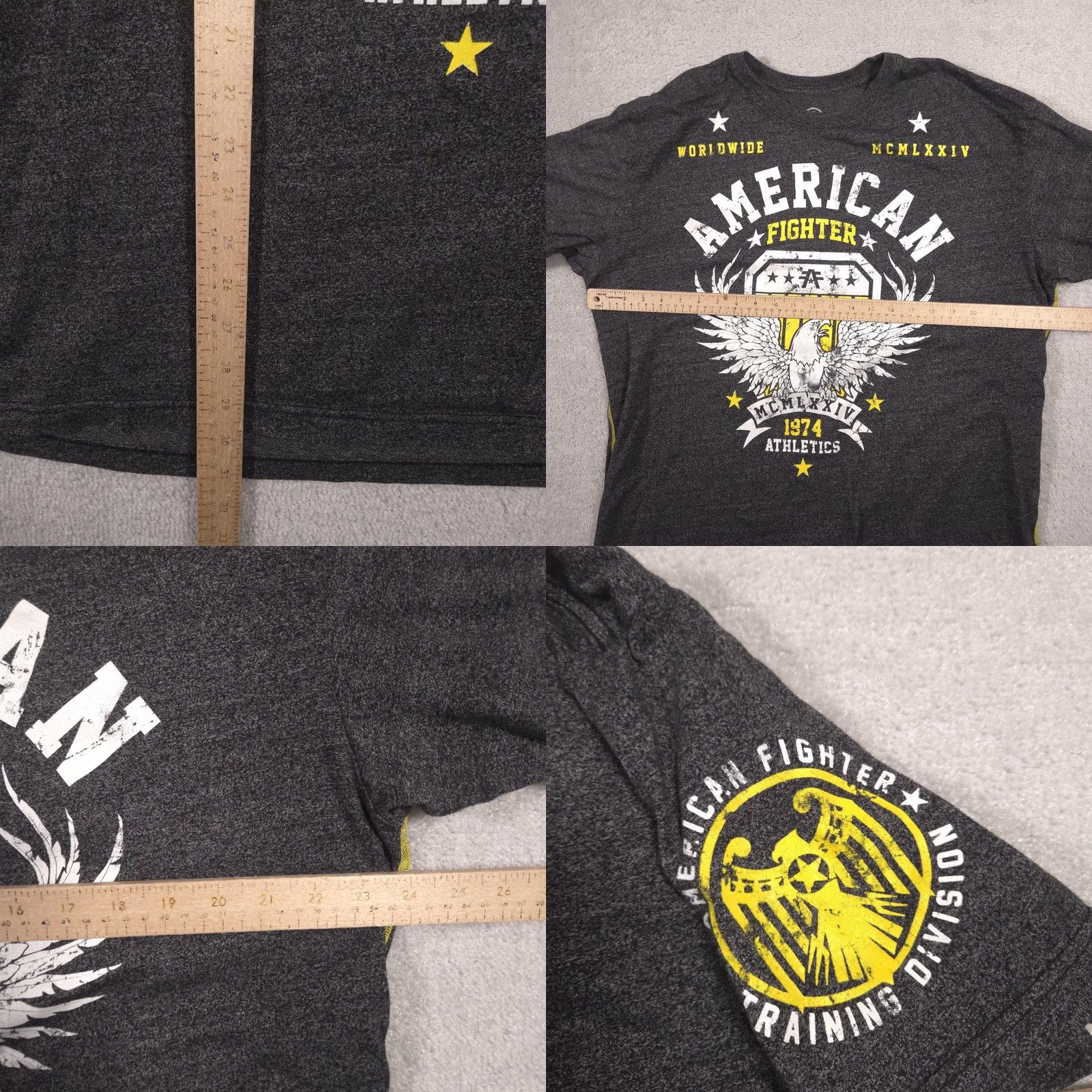 Vintage American Fighter Shirt Mens 3XL Gray Eagle Shield Graphic Tee Athletic Tagless Shirt Mens 3XL Gray Eagle Shield Graphic Tee Athletic Tagless Size US XXL / EU 58 / 5 - 8 Thumbnail