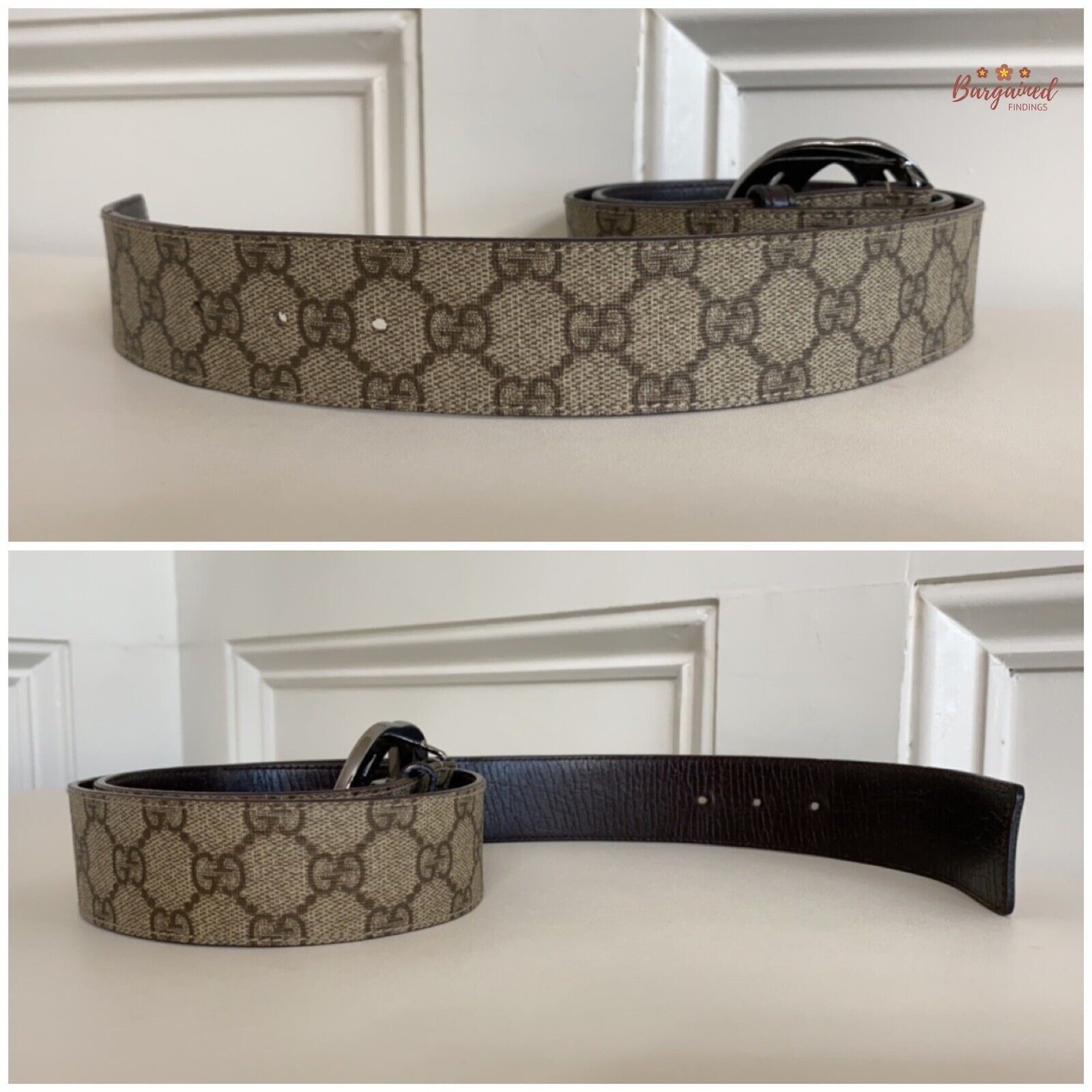 Gucci Gucci Brown GG Supreme Canvas Leather Silver G Buckle Size 34 - 3 Thumbnail