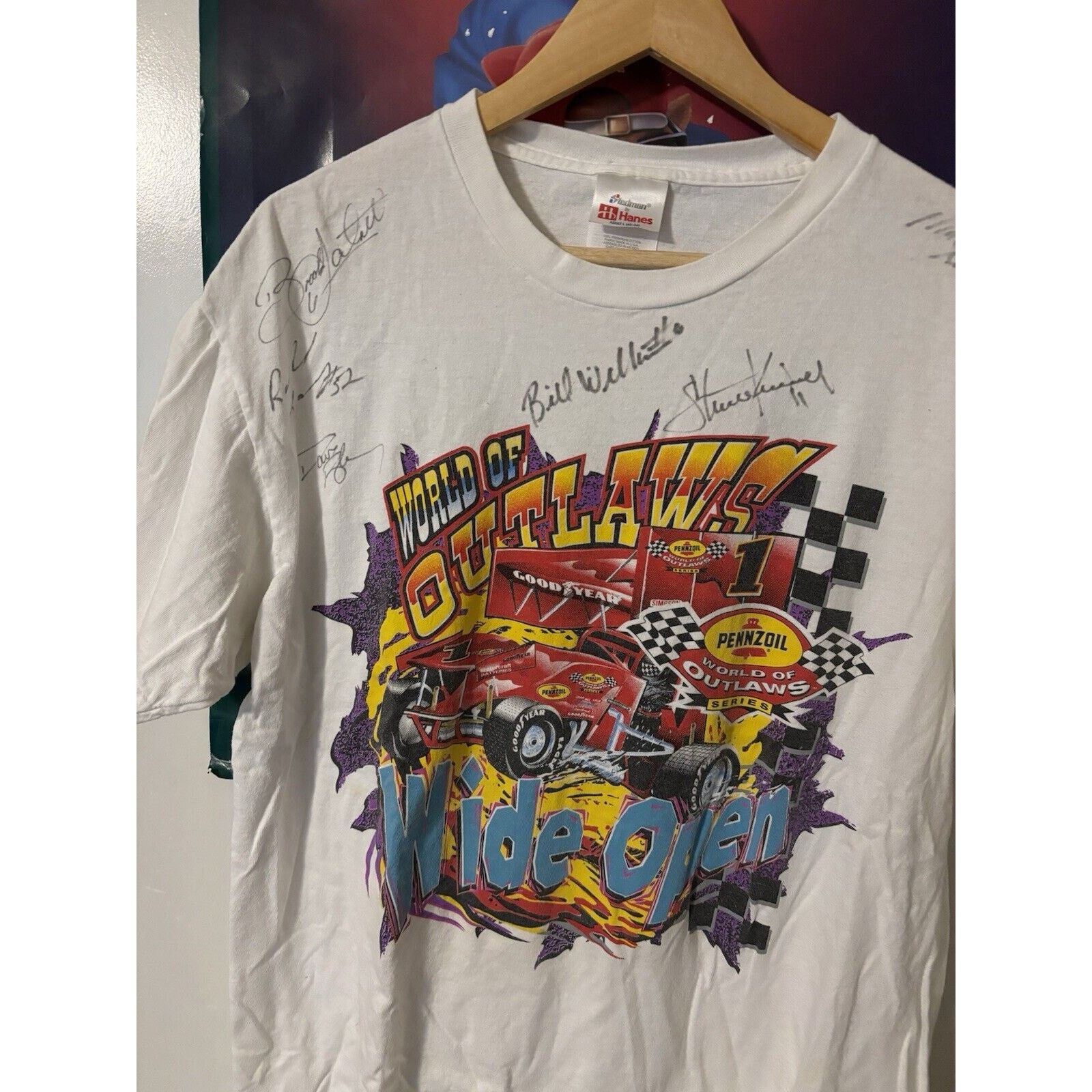 Other Vintage world of outlaws wide open white signed T-shirt Sz L Size US L / EU 52-54 / 3 - 5 Thumbnail