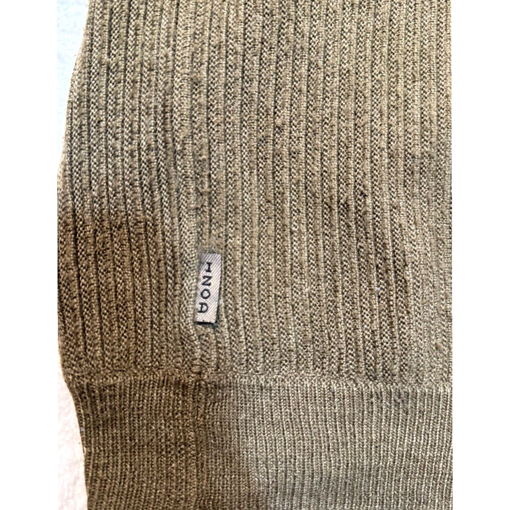 Izod IZOD Sweater Full Zip Mens XL Brown Wool Blend Mock Neck Australia Knit Pullover Casual Winter Fall Spring Size US XL / EU 56 / 4 - 4 Thumbnail