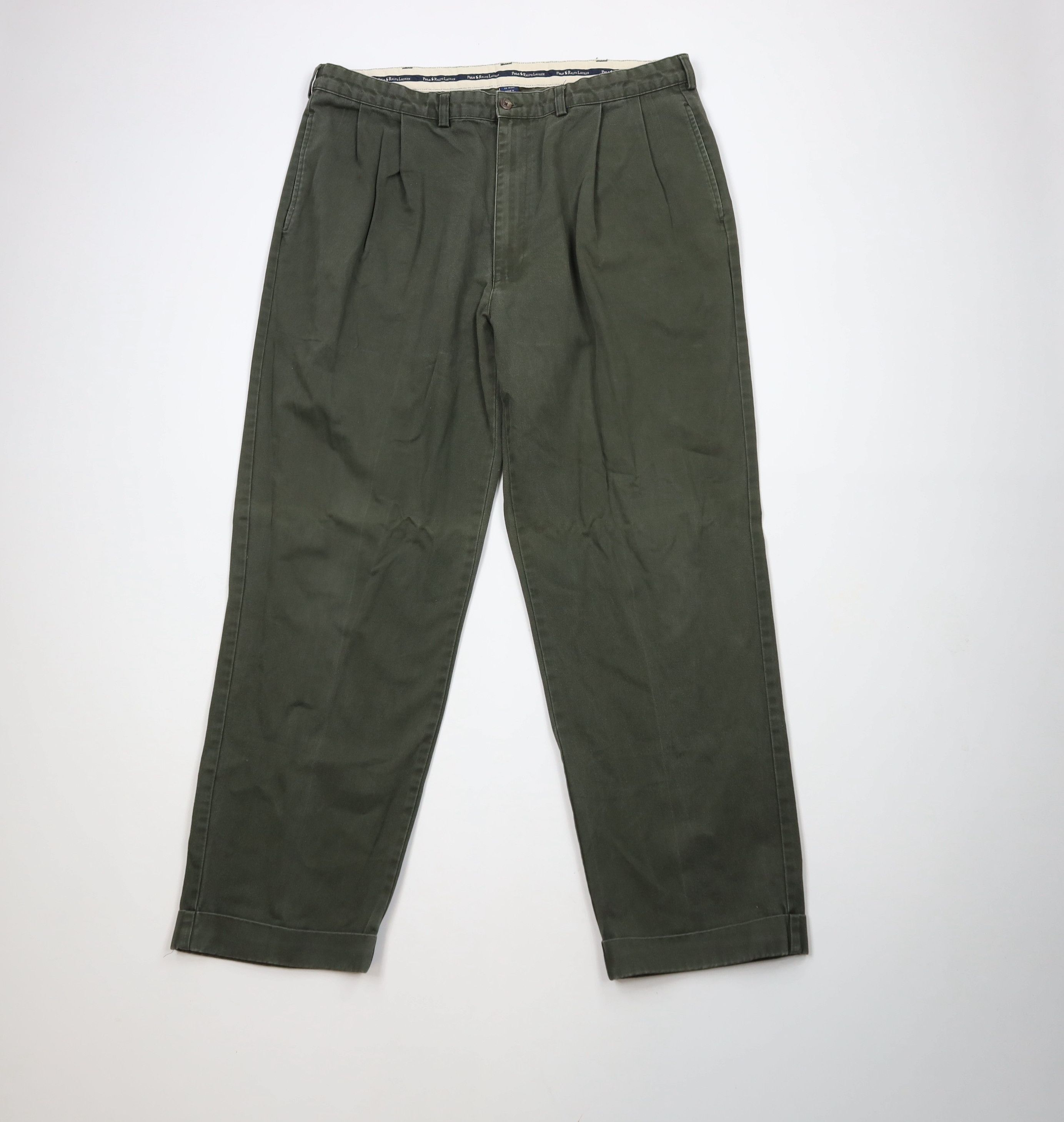 Ralph Lauren × Vintage Vintage 90s Ralph Lauren Wide Leg Chino Pants Green Cotton Size US 38 / EU 54 - 1 Thumbnail