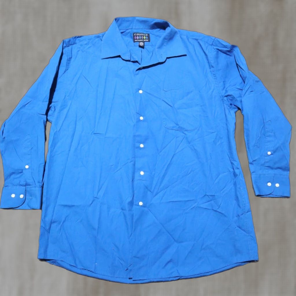 Alexander Julian Alexander Julian Shirt Button-Up XL Blue Mens Long Sleeve solid Colorful 17.5 Colorful 90s Size US XL / EU 56 / 4 - 1 Thumbnail