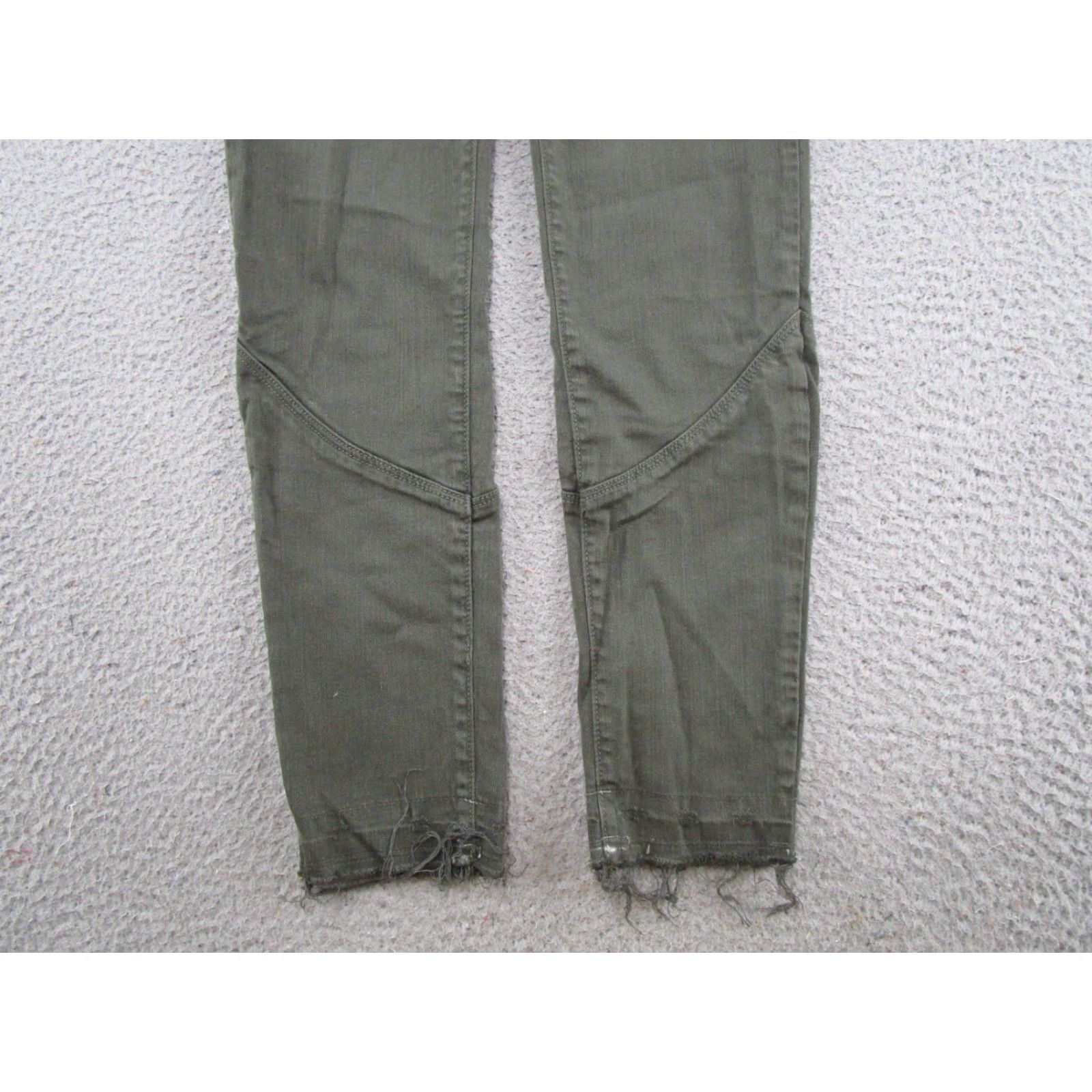 Vintage Flying Monkey Platinum Green Stretch Denim Skinny Jeans Raw Hem Ankle Size 27 Women Slim 5-Pocket Design Cotton Blend Denim Jeans Green 27in Womens Size 27" / US 4 / IT 40 - 2 Thumbnail