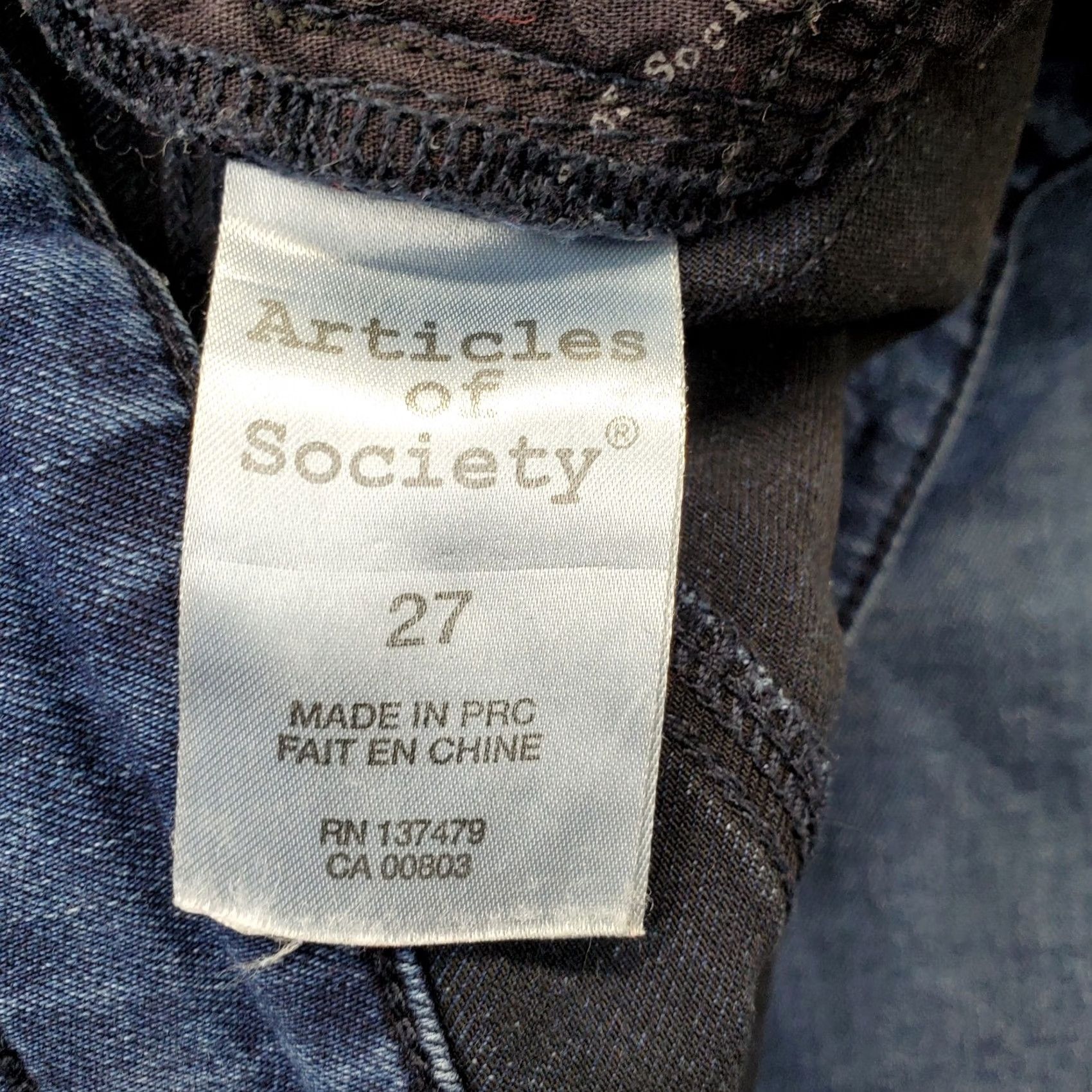 Vintage Articles of Society Jeans Womens 27 Blue Denim Frayed Hem Stretch Skinny Regular 5-Pocket Denim Blue 90s Outdoor Mens Womens Girls Boys Size 27" / US 4 / IT 40 - 6 Thumbnail