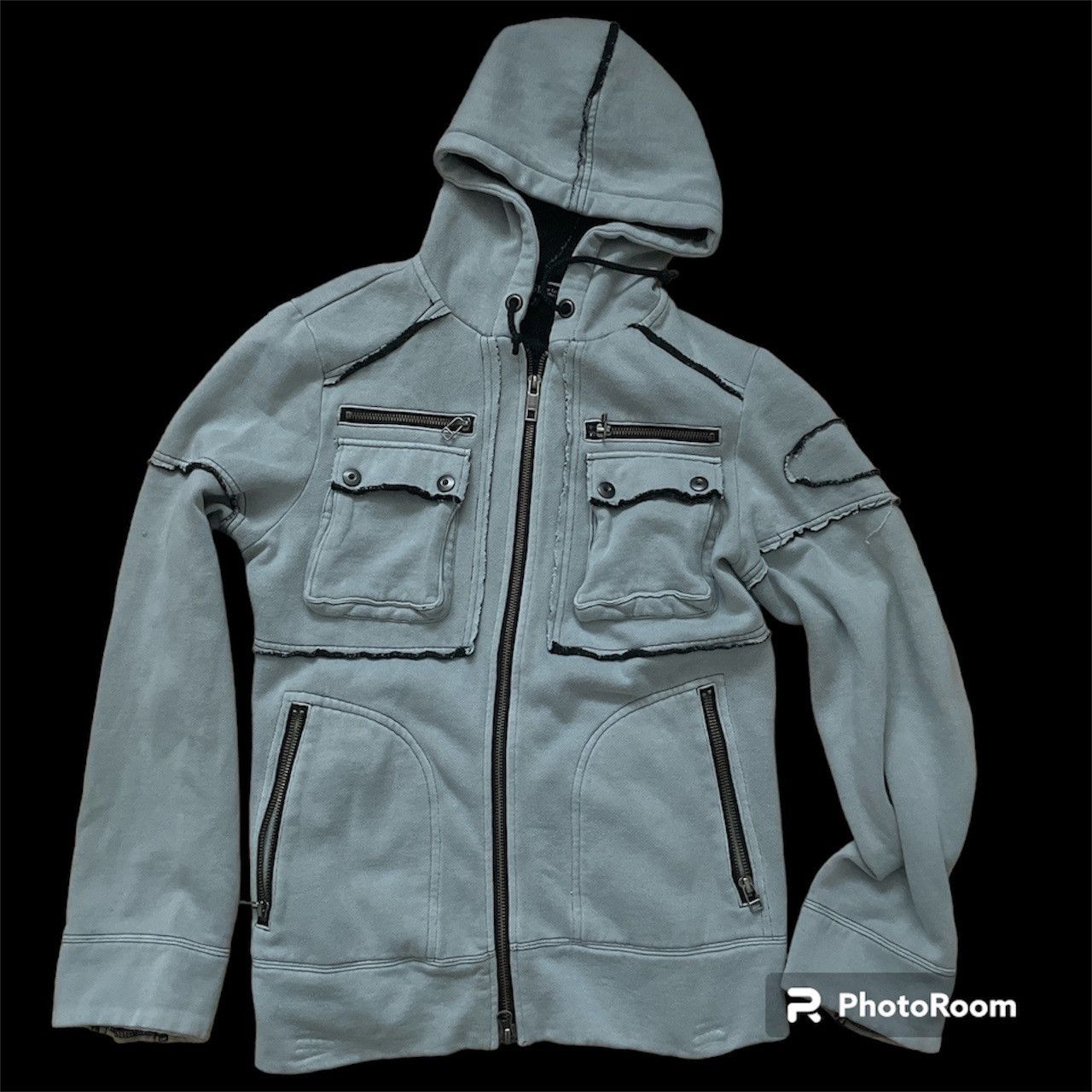 image of 5351 Pour Les Hommes Gray Jacket Hoodie in Grey, Men's (Size Small)