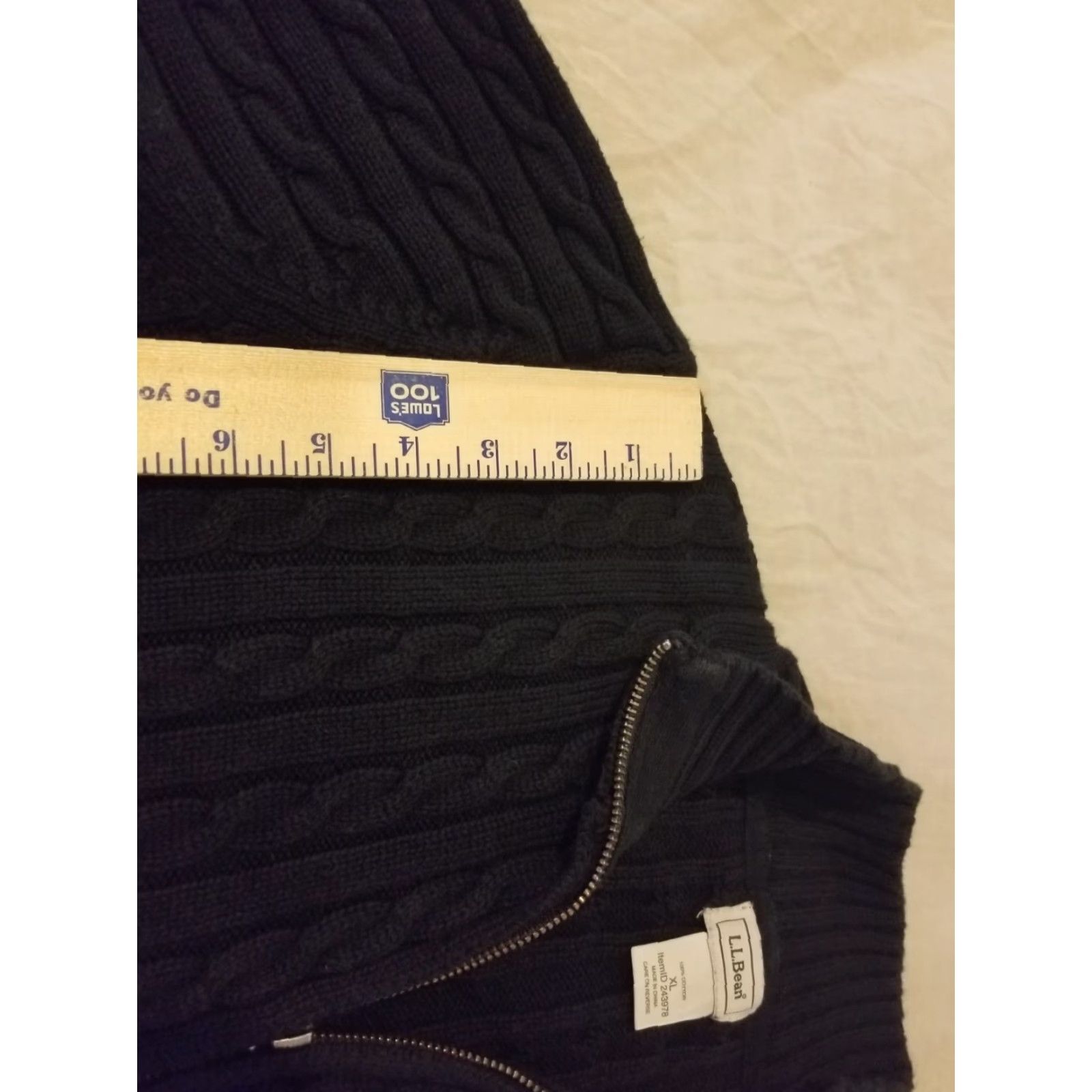 Vintage Womens L.L. Bean Jacket XL Black Full Zip Cotton Knit Regular Long Sleeve Winter Spring Fall Size XL / US 12-14 / IT 48-50 - 6 Thumbnail