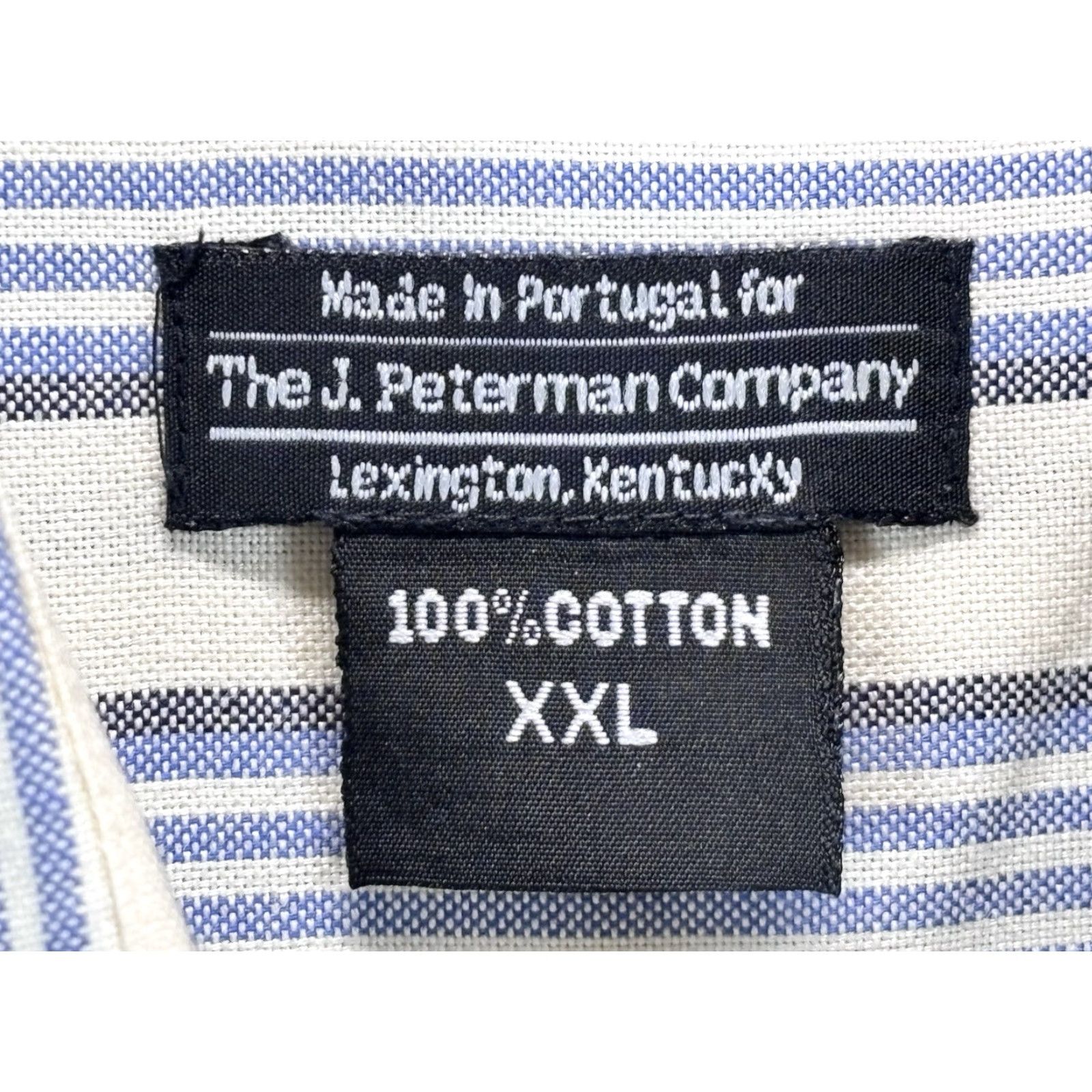 Vintage VINTAGE J. Peterman Striped Shirt Men 2XL/XXL Button-Up Long Sleeve Cotton Portugal Blue Yellow White Mens Size US XXL / EU 58 / 5 - 5 Thumbnail