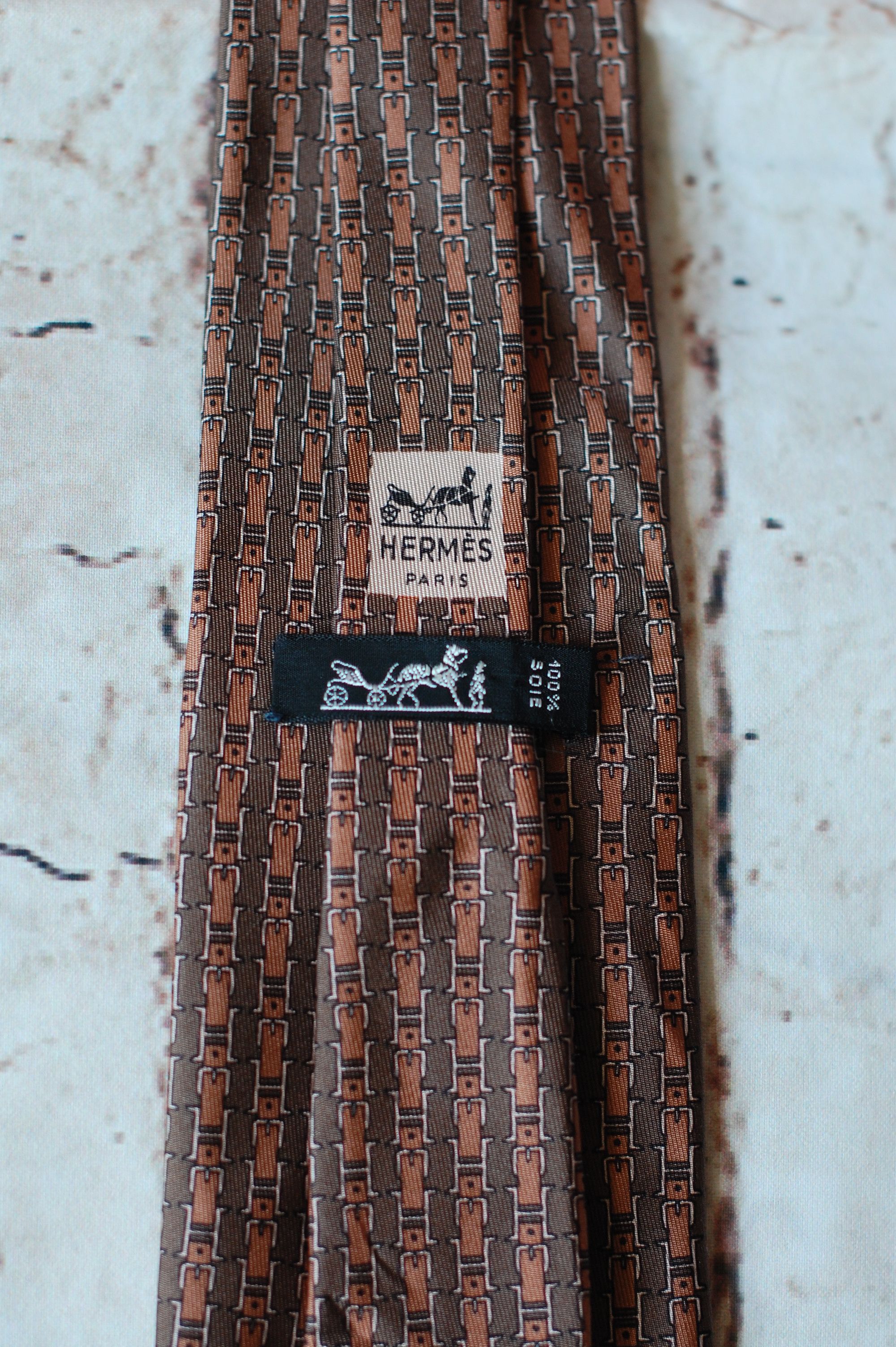 Hermes Vintage HERMES Silk NECKTIE 722 FA Equestrian Belt Letter H Size ONE SIZE - 7 Thumbnail