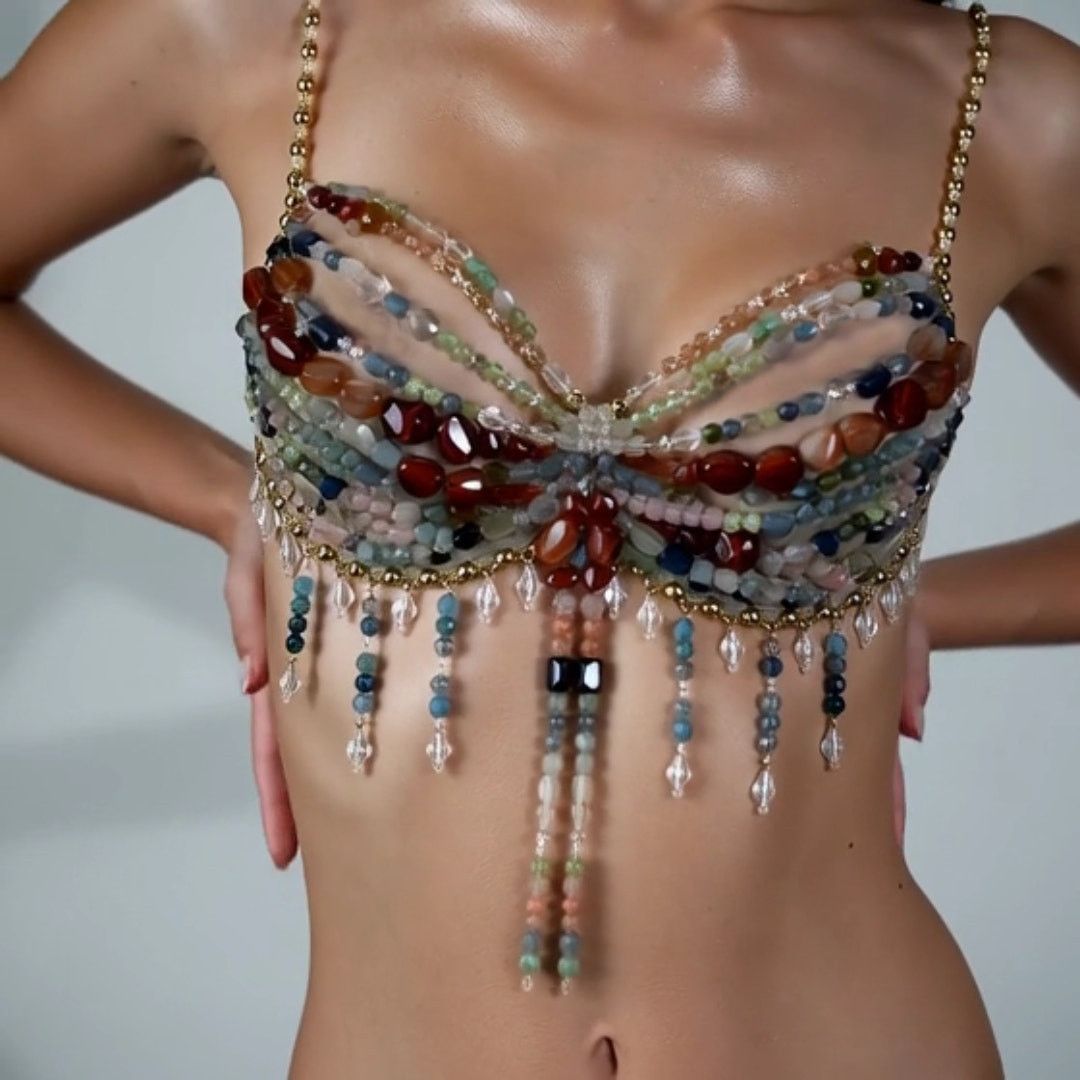 Other Luxury Gemstone Beaded Bralette Crystal Semi-Precious 34B Size S / US 4 / IT 40 - 1 Thumbnail