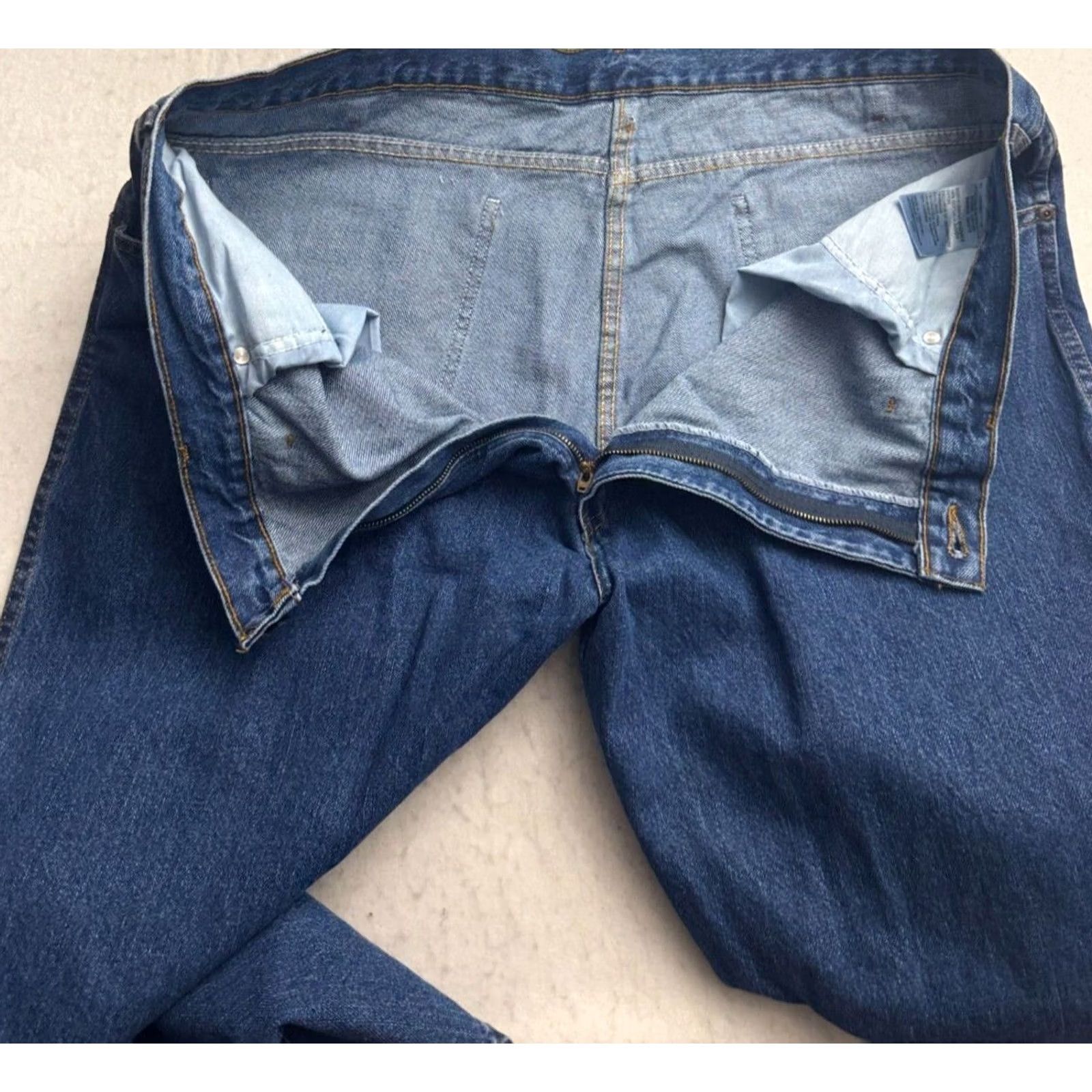 Dickies Dickies Blue Jeans Relaxed Straight 44x34 Cotton Denim Zip Button Mens Workwear Construction Mechanic 45x34 - Size 44/34 Size US 44 / EU 60 - 2 Thumbnail