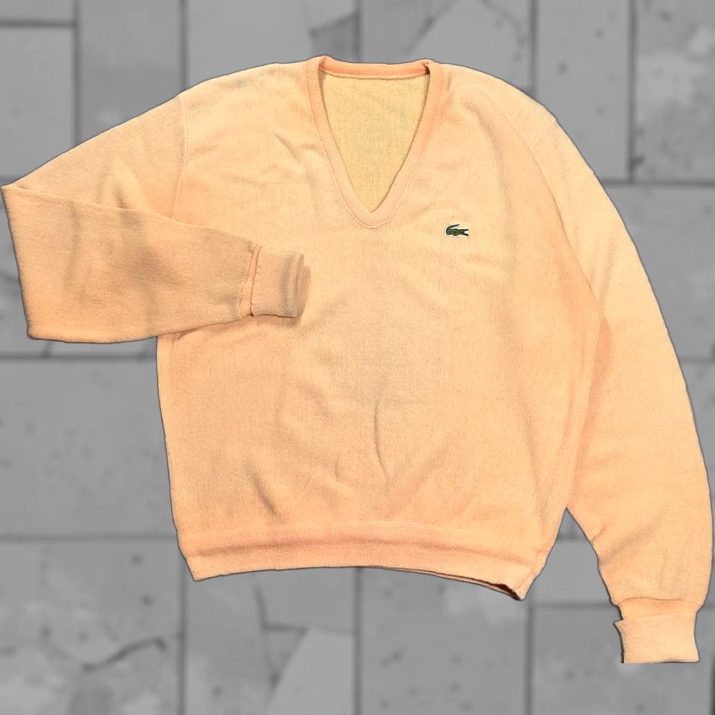 Vintage VINTAGE Izod Lacoste V Neck Sweater Shirt Mens Peach Ombre Fade 70s University USA Sz M Size US M / EU 48-50 / 2 - 1 Thumbnail