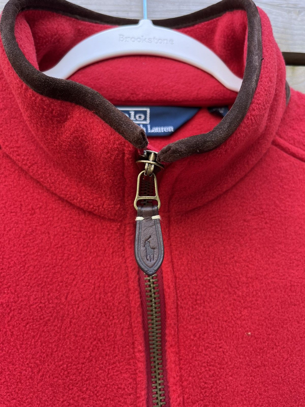 Polo Ralph Lauren × Ralph Lauren × Vintage Polo Ralph Lauren Fleece Jacket Full Zip Leather Trim Size US L / EU 52-54 / 3 - 5 Thumbnail