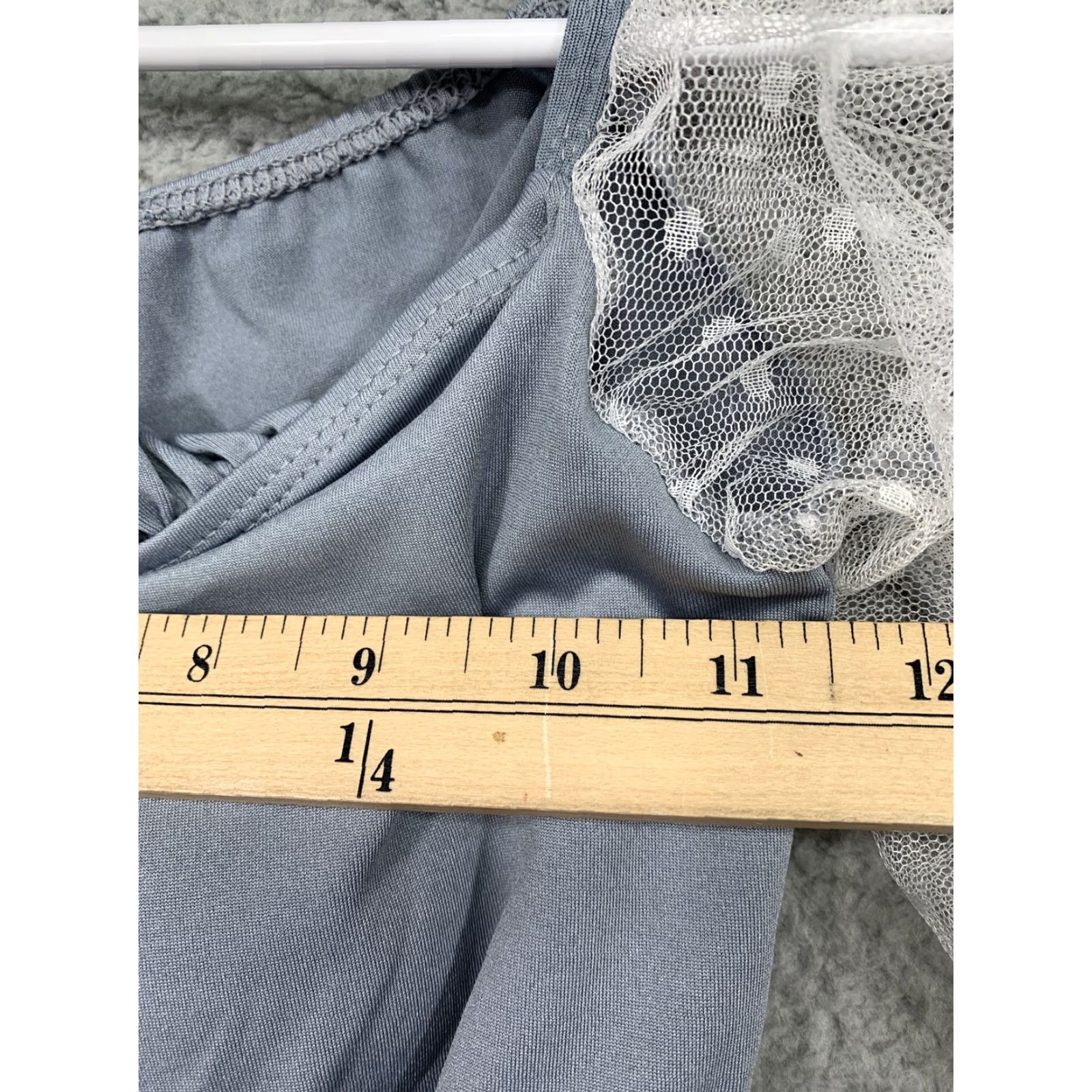 Vintage Lzhua 2-Piece Swimsuit Women's XS Gray Lace Sleeves Boy Shorts Under Skirt NWT Daywear Size 26" / US 2 / IT 38 - 7 Thumbnail